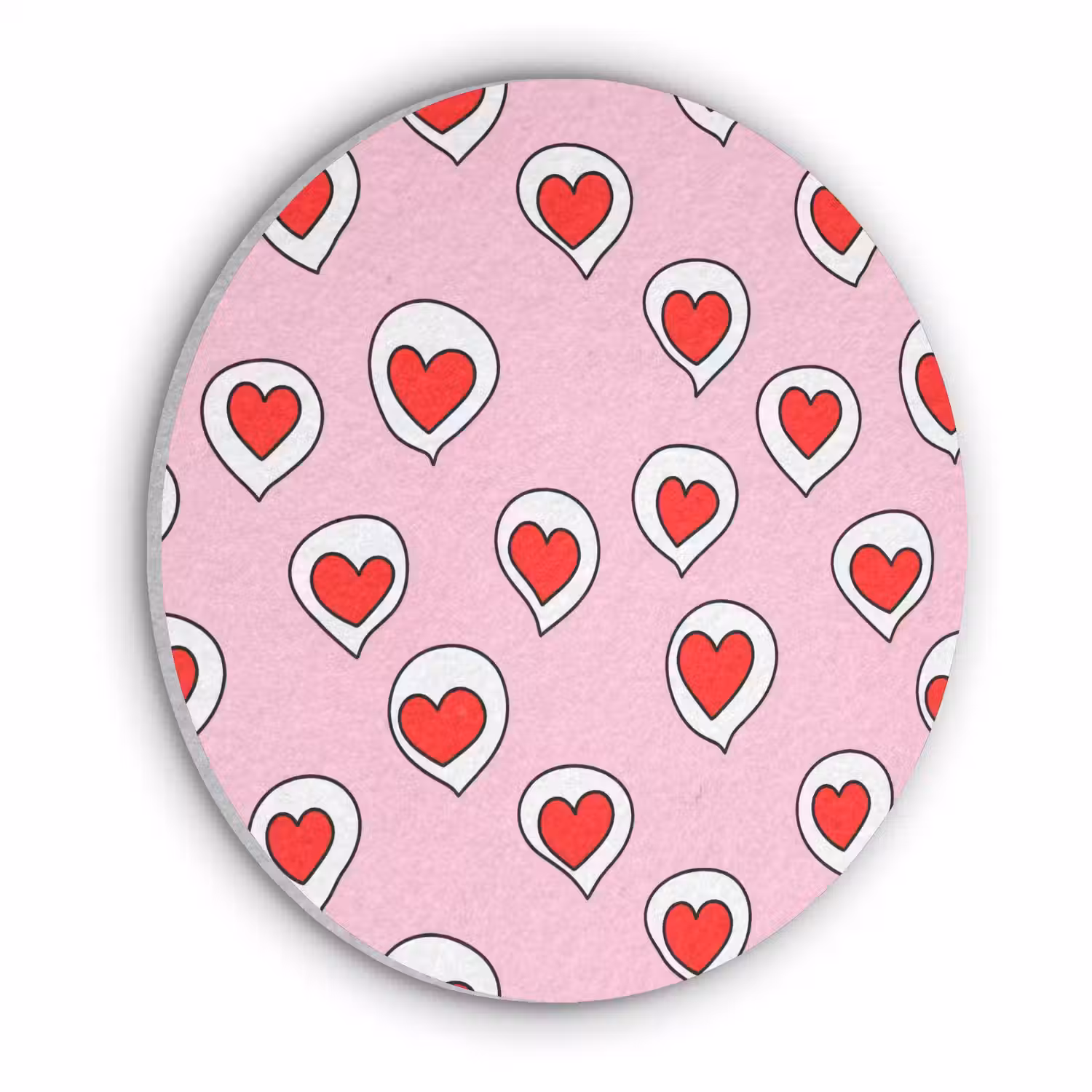 Hartjes - Patroon - Rood Akoestische PET Vilt - Rond klein 838 -3d
