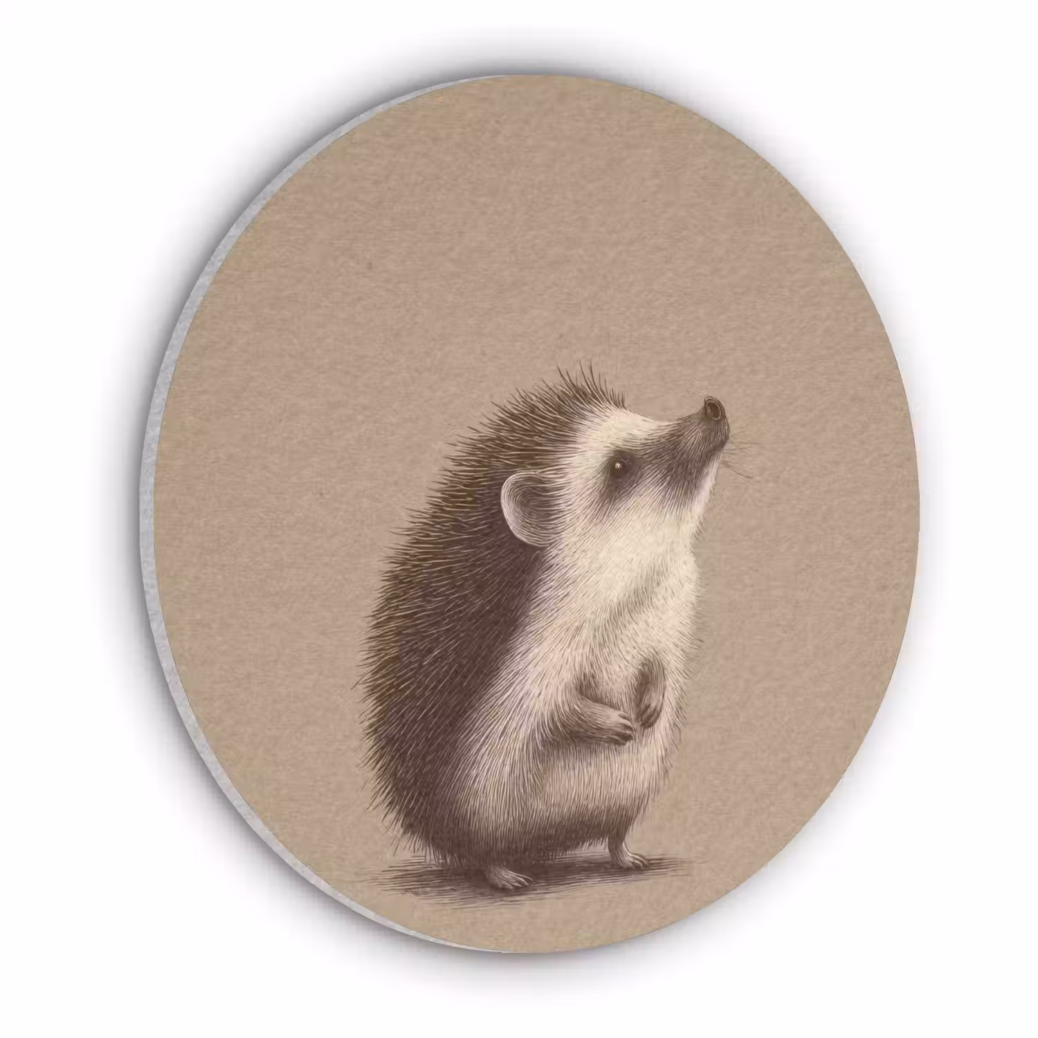 Egel - Snuitje - Bruin - Stekels Akoestische PET Vilt - Rond klein -3d