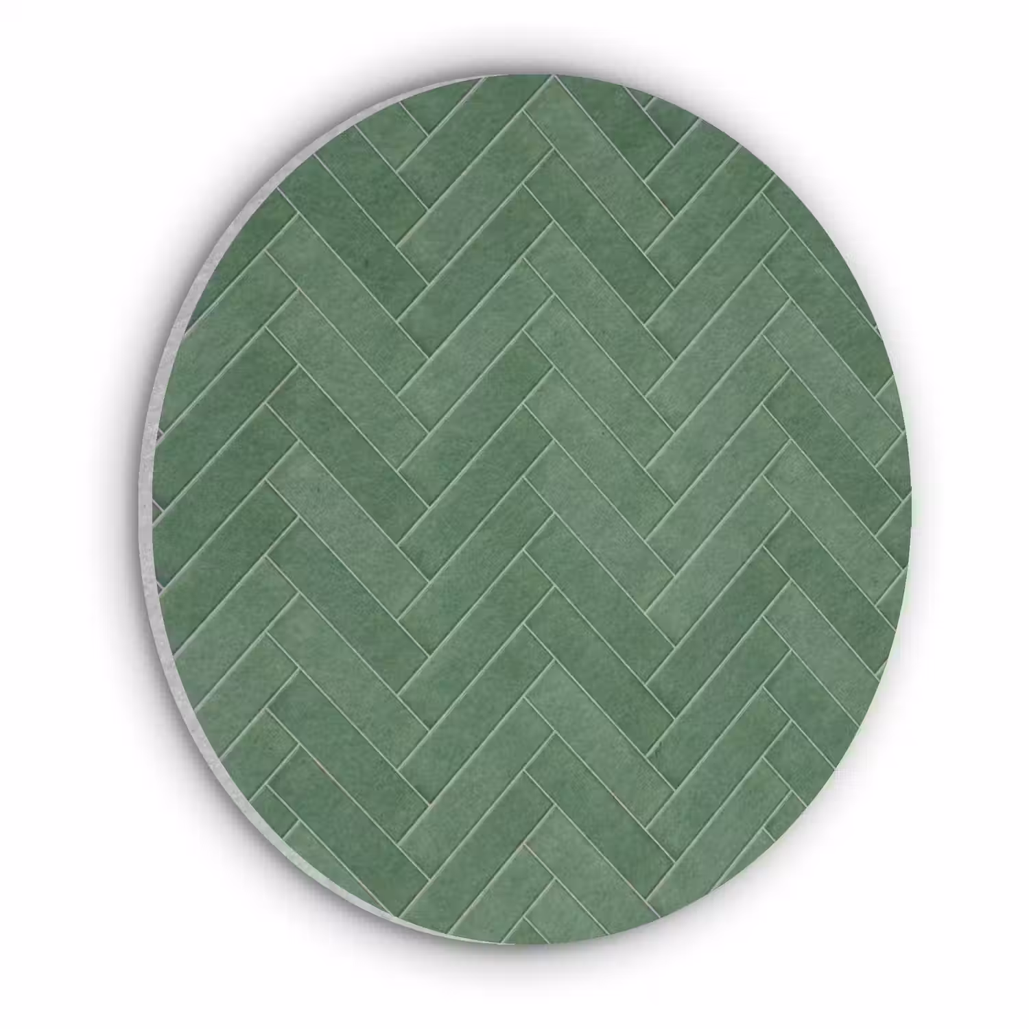 Visgraat - Wandtegel - Bosgroen Akoestische PET Vilt - Rond klein 838 -3d