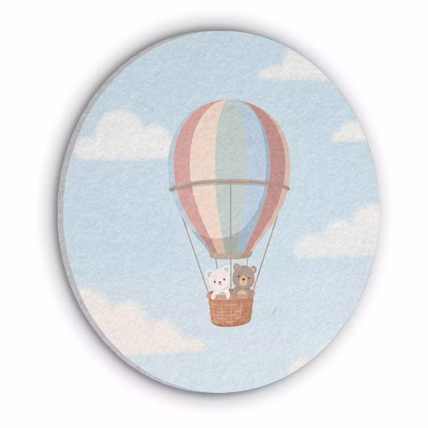 Luchtballon - Beren - Pastel Akoestische PET Vilt - Rond klein -3d