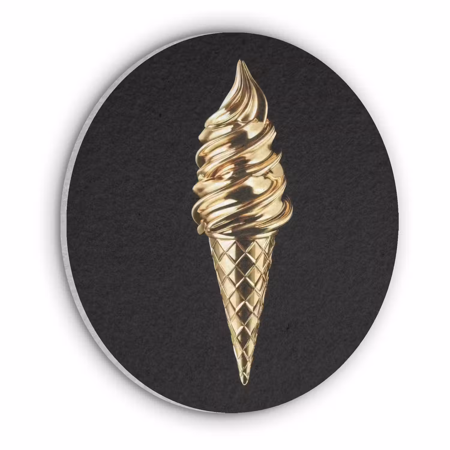 Ijs - Goud - Zwart - Eten Akoestische PET Vilt - Rond klein -3d