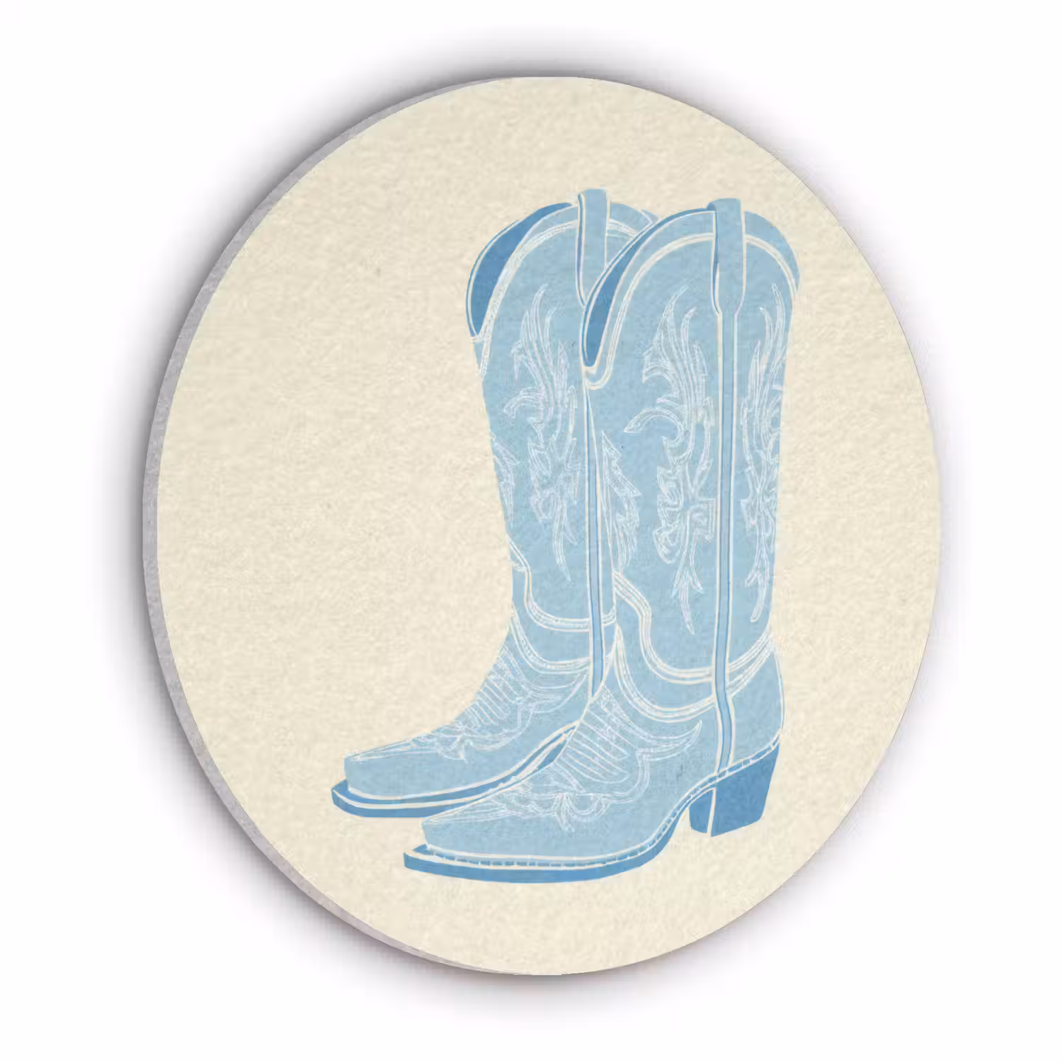 Illustratie - Cowboylaarzen - Patroon Akoestische PET Vilt - Rond klein -3d