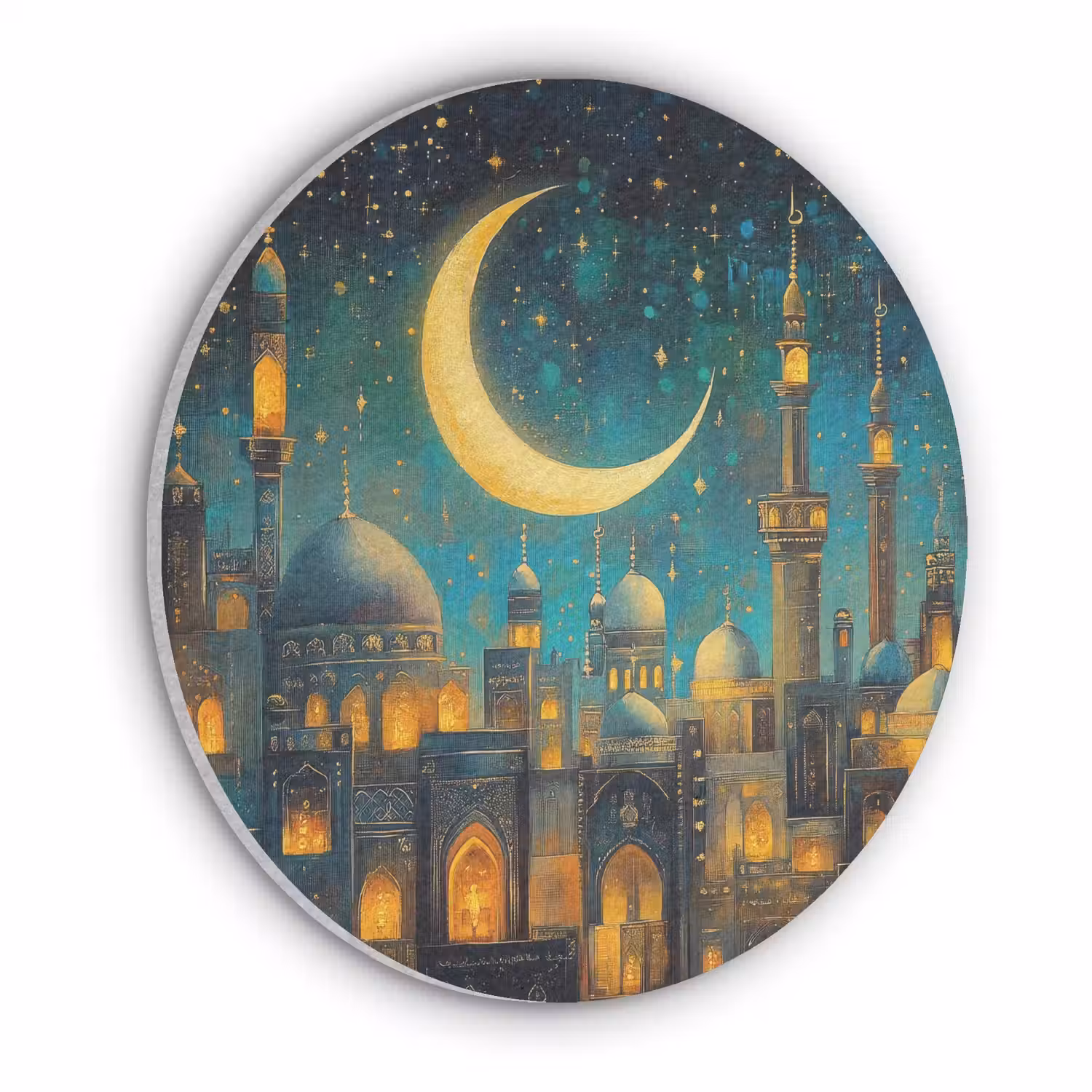 Islamitisch - Moskee - Ramadan - Islam Akoestische PET Vilt - Rond klein -3d