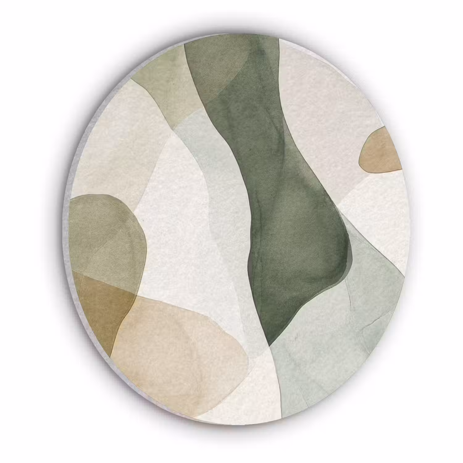 Japandi - Abstract - Groen Akoestische PET Vilt - Rond klein -3d