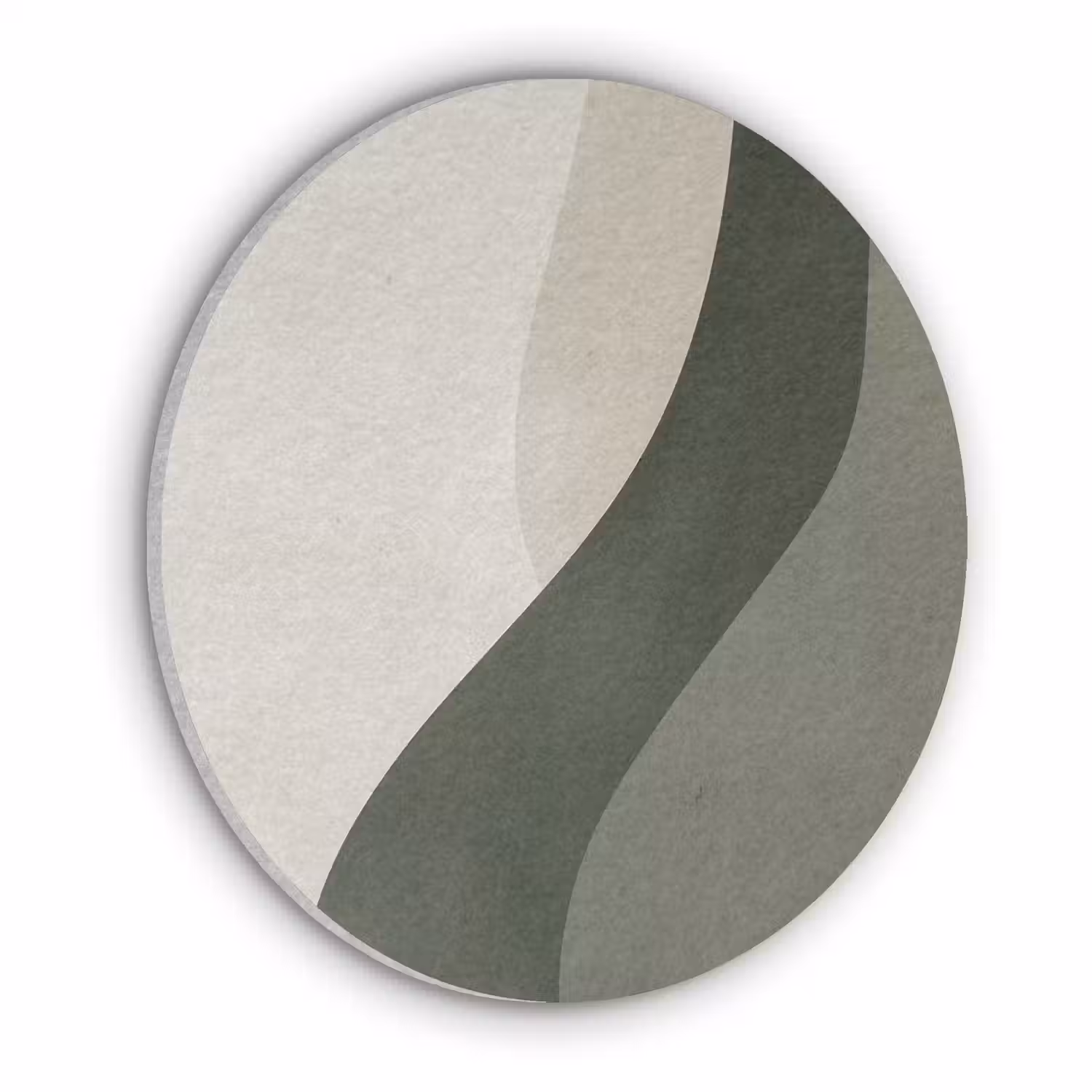 Japandi - Groen - Abstract - Modern Akoestische PET Vilt - Rond klein -3d