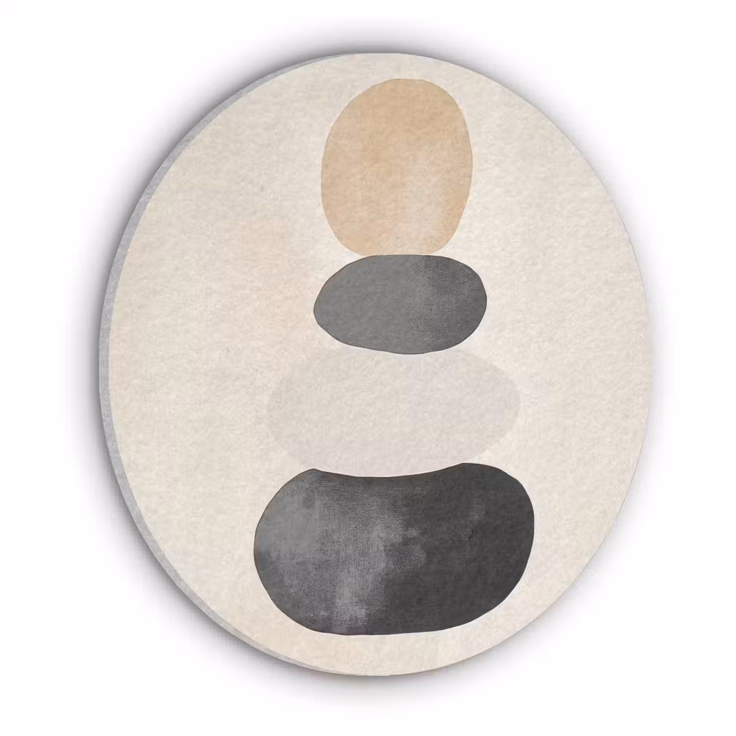 Japandi - Wabi sabi - Beige Akoestische PET Vilt - Rond klein -3d