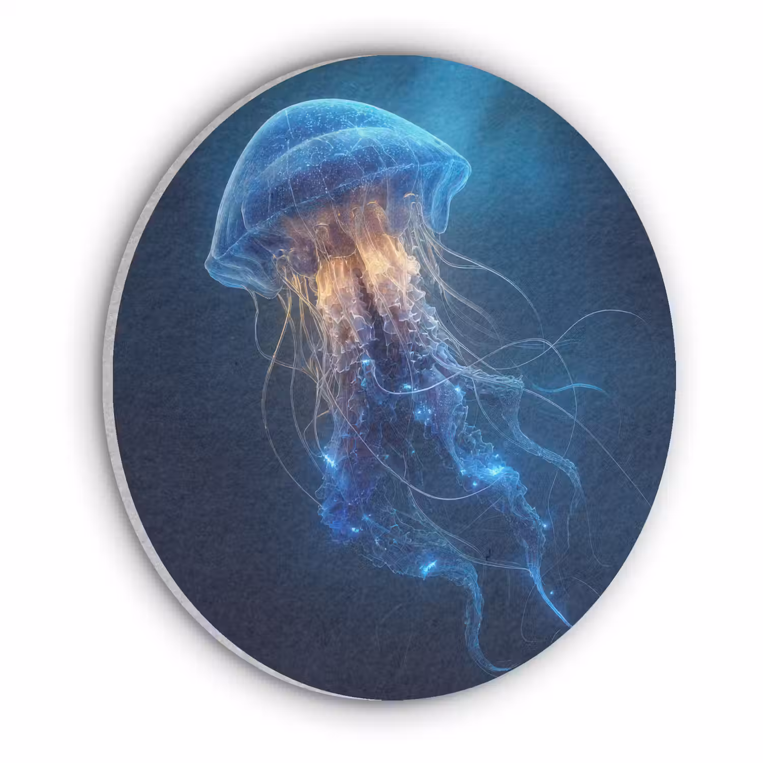 Kwal - Lichtgevend - Tentakels - Blauw Akoestische PET Vilt - Rond klein -3d