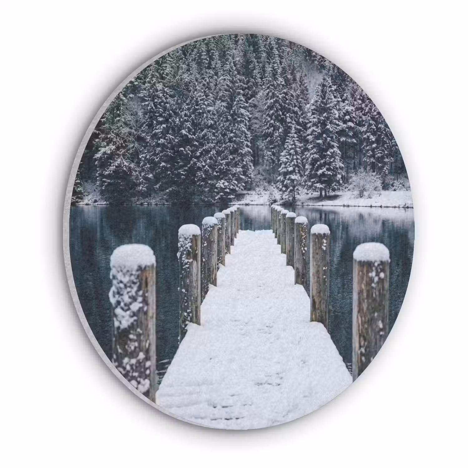 Steiger - Meer - Sneeuw - Bergen - Rustgevend Akoestische PET Vilt - Rond klein -3d