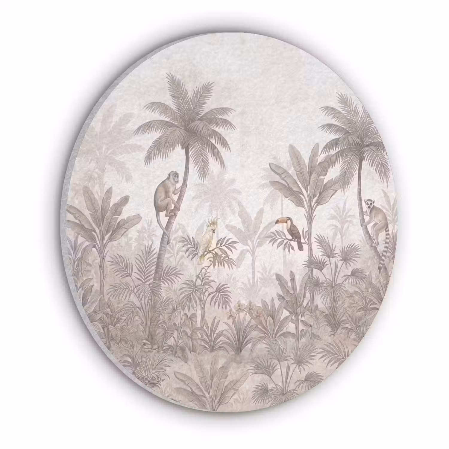 Jungle - Dieren - Palmbomen Akoestische PET Vilt - Rond klein -3d