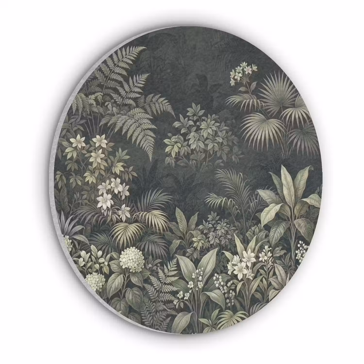 Jungle - Bladeren - Botanisch - Groen Akoestische PET Vilt - Rond klein -3d