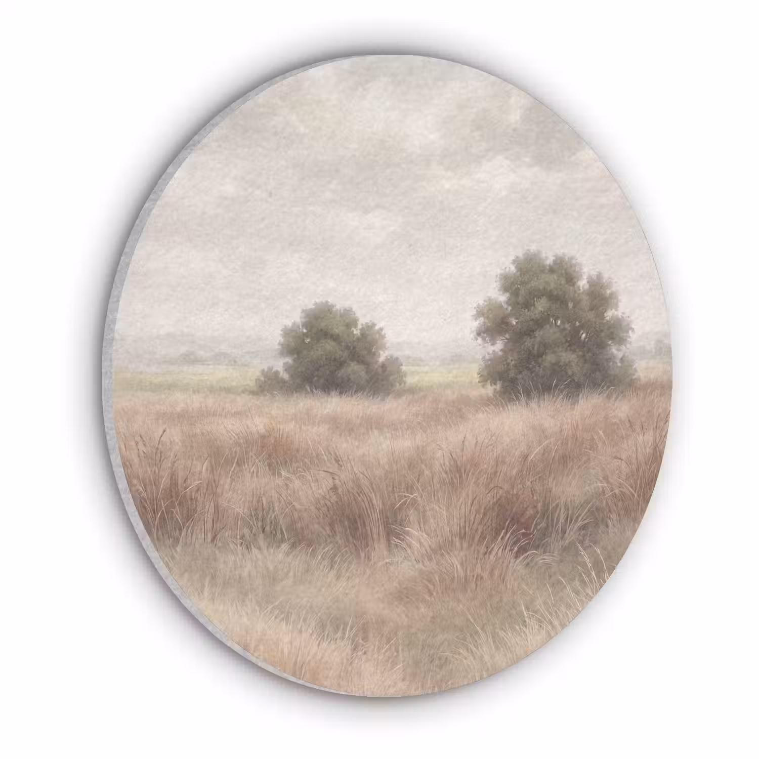 Landschap - Minimalistisch - Beige Akoestische PET Vilt - Rond klein -3d