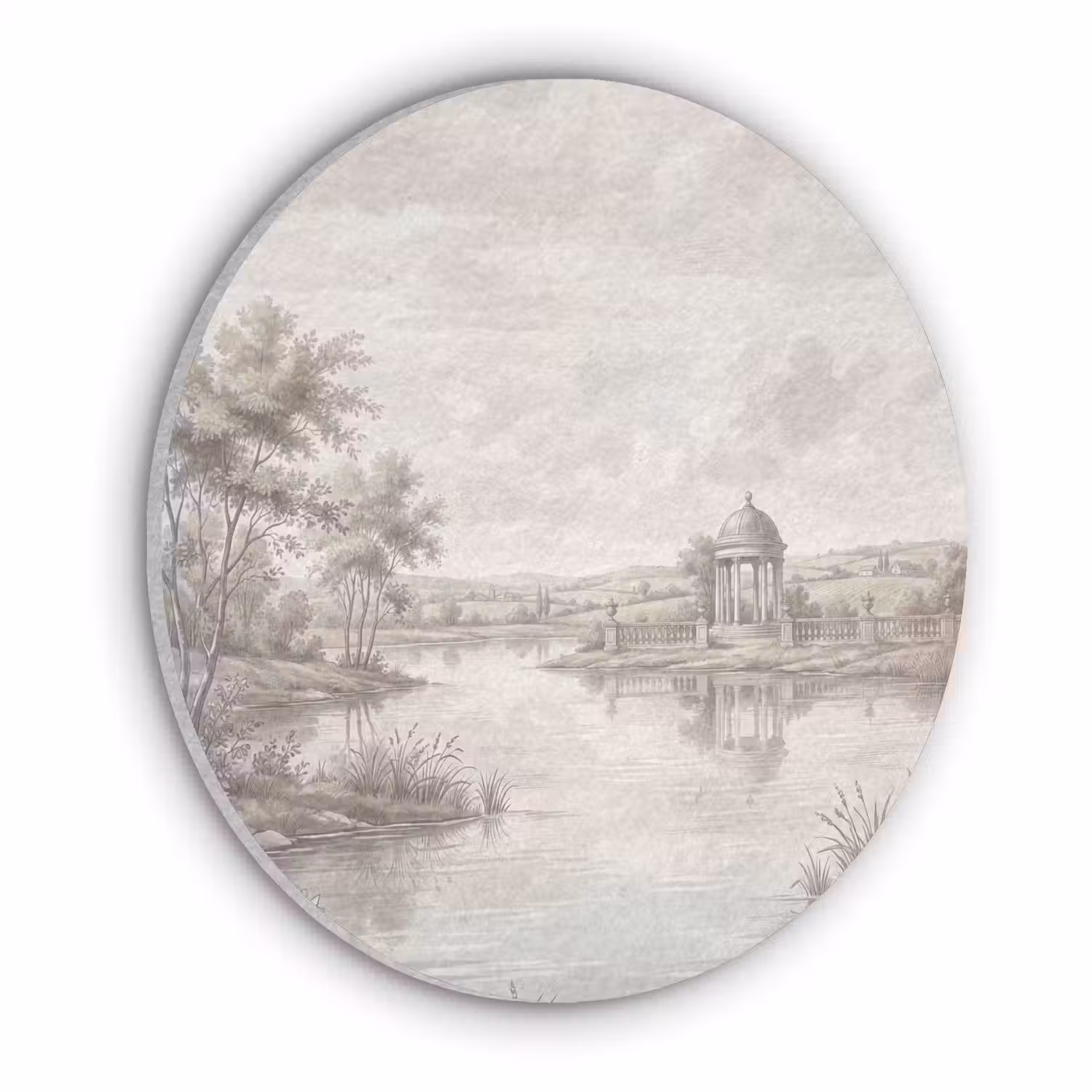 Landschap - Water - Natuur - Sepia Akoestische PET Vilt - Rond klein -3d
