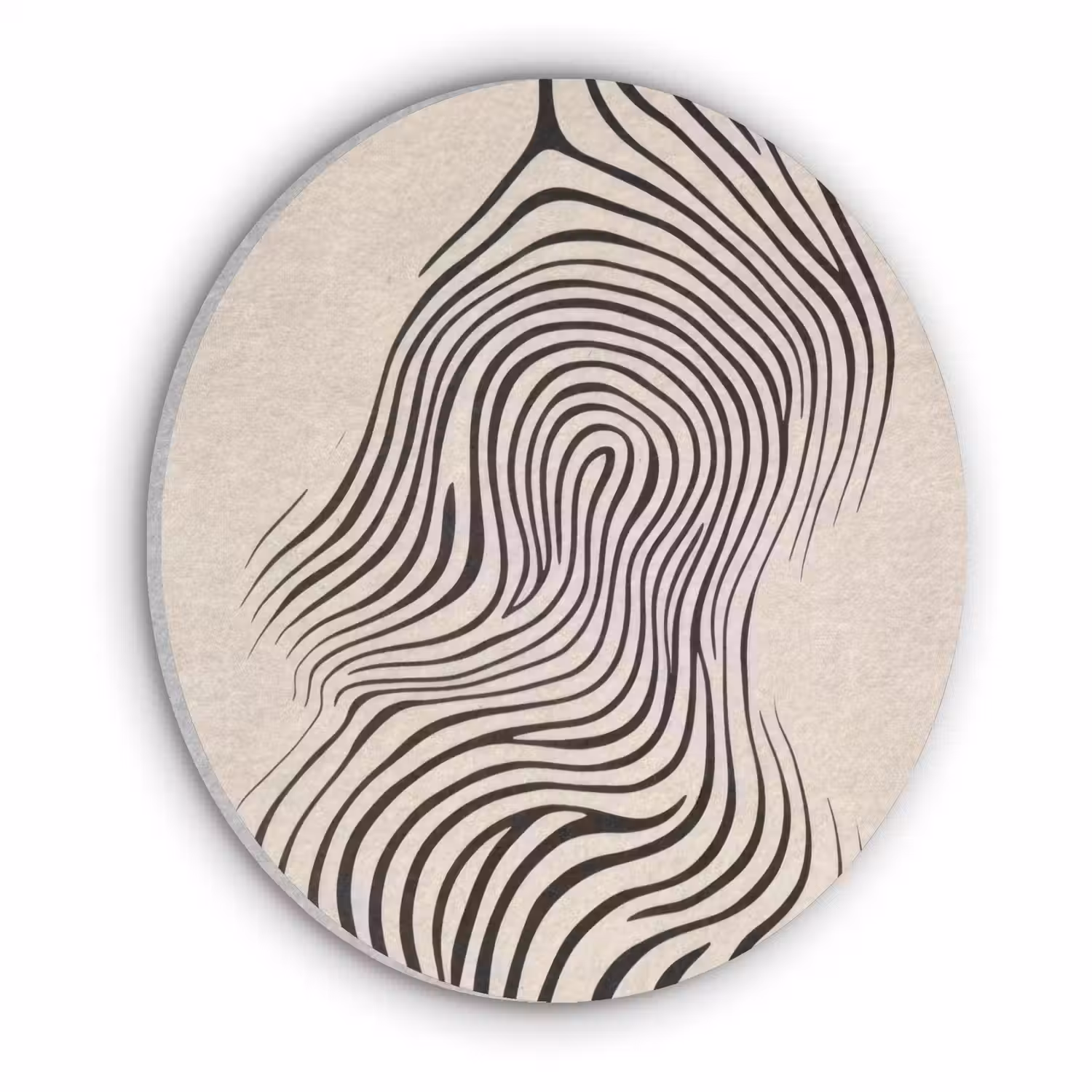 Lijnen - Abstract - Golvend - Zwart Akoestische PET Vilt - Rond klein -3d