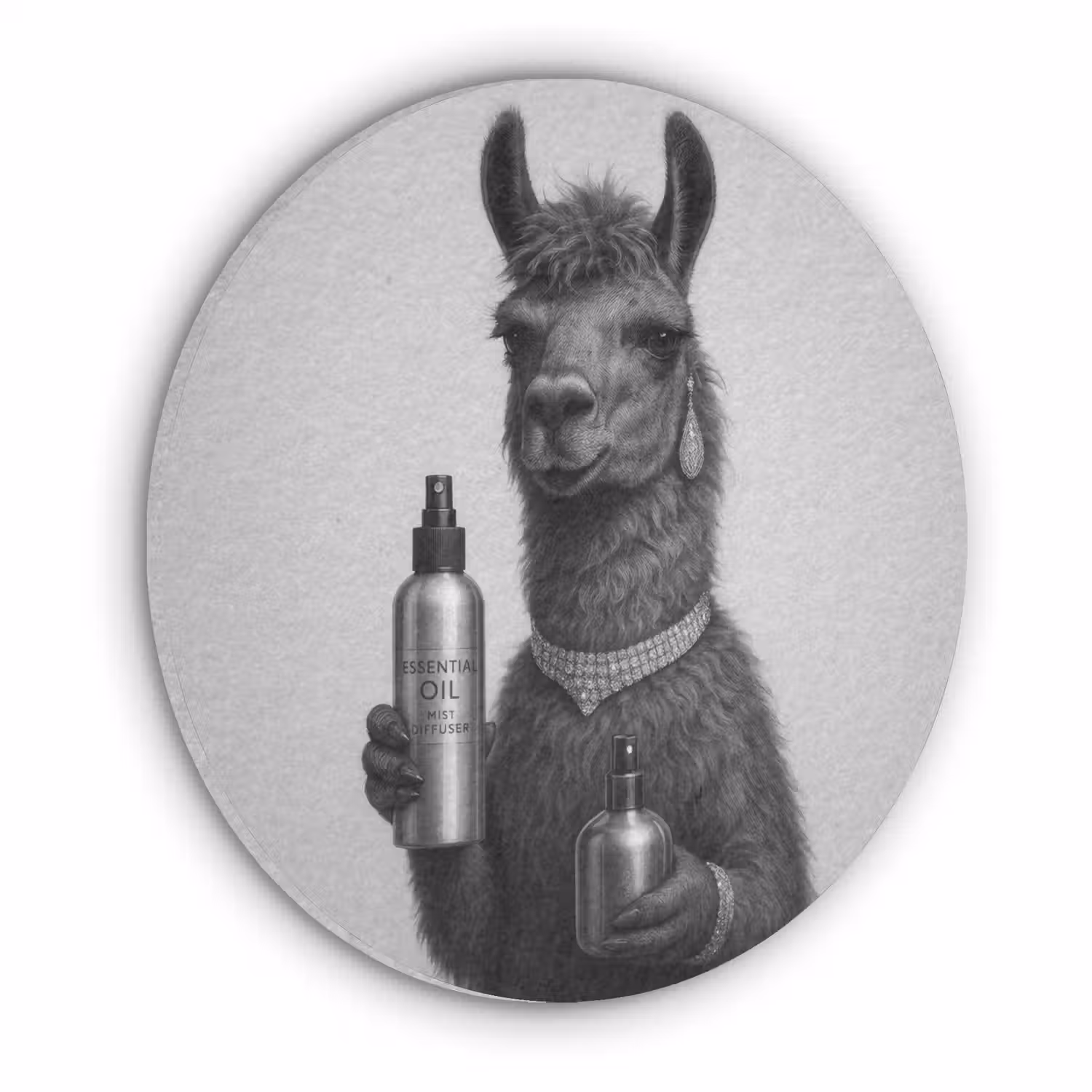 Lama - Flessen - Zwart - Wit Akoestische PET Vilt - Rond klein -3d