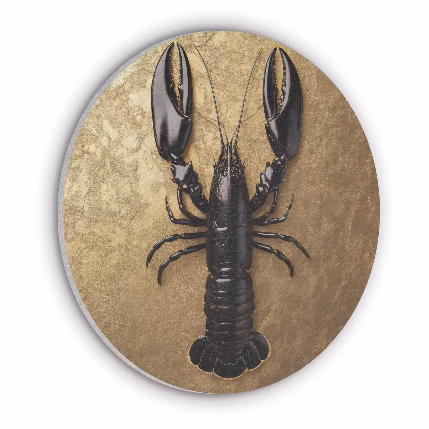 Kreeft - Zwart - Goud - Luxe Akoestische PET Vilt - Rond klein -3d