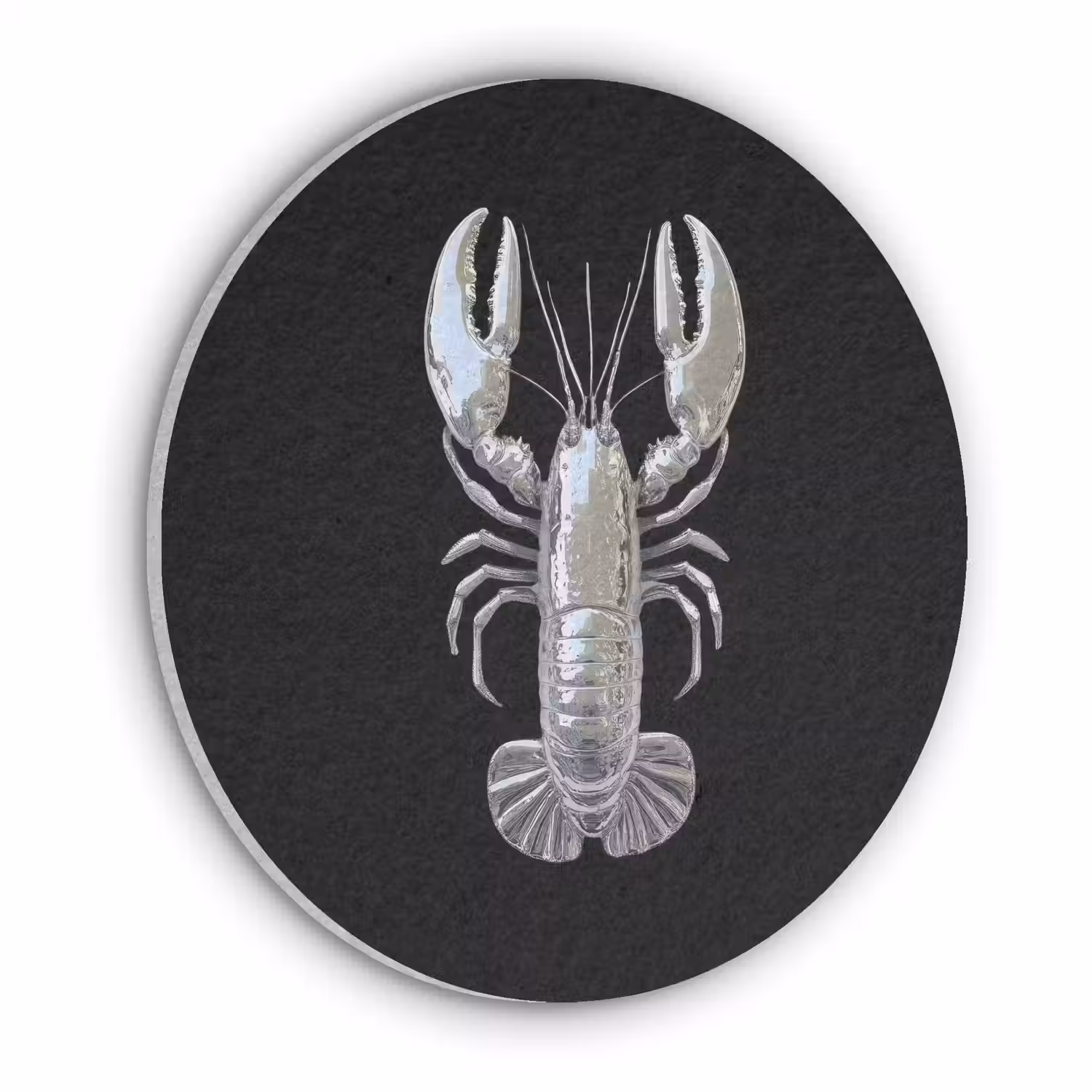 Kreeft - Zilver - Metallic - Luxe Akoestische PET Vilt - Rond klein -3d
