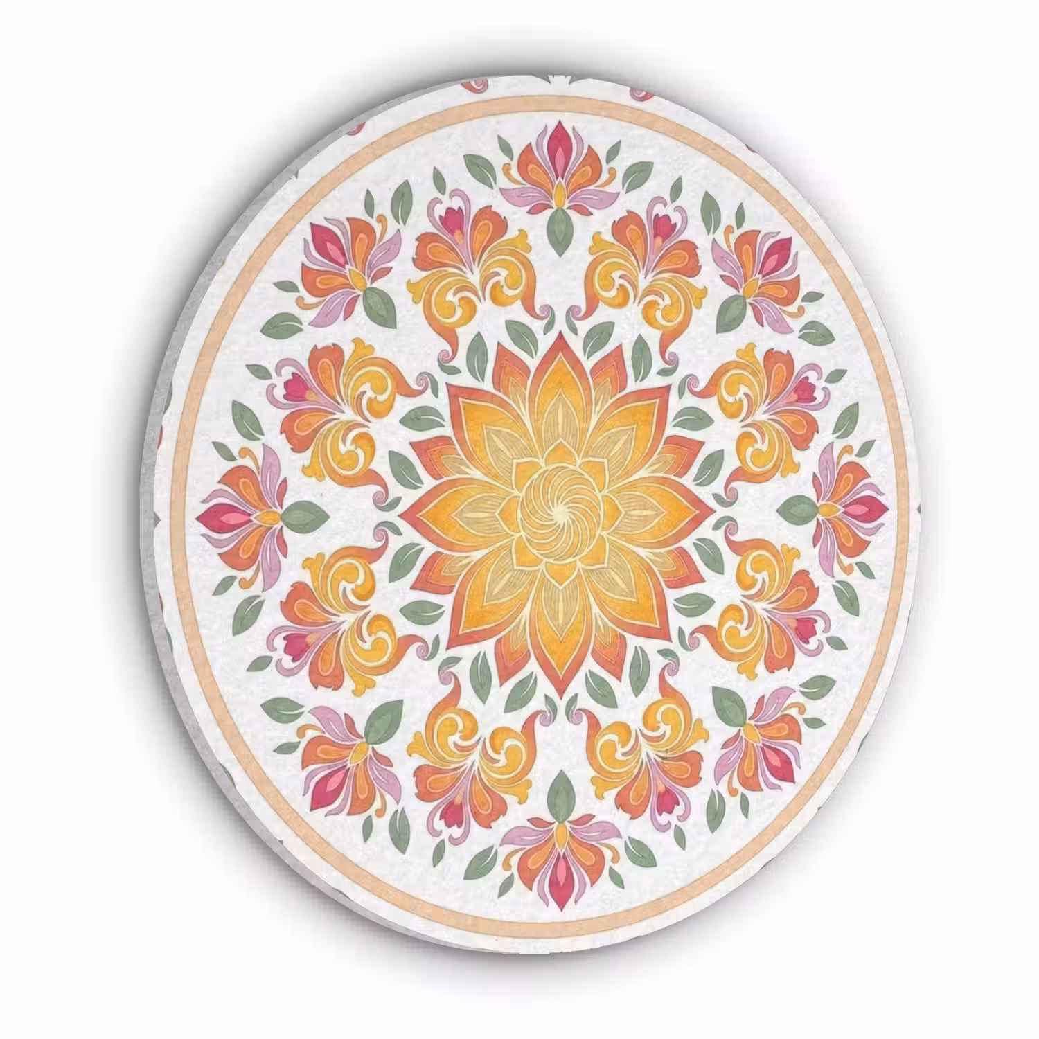 Mandala - Bloemen - Decoratie - Kleurrijk - Abstract Akoestische PET Vilt - Rond klein -3d