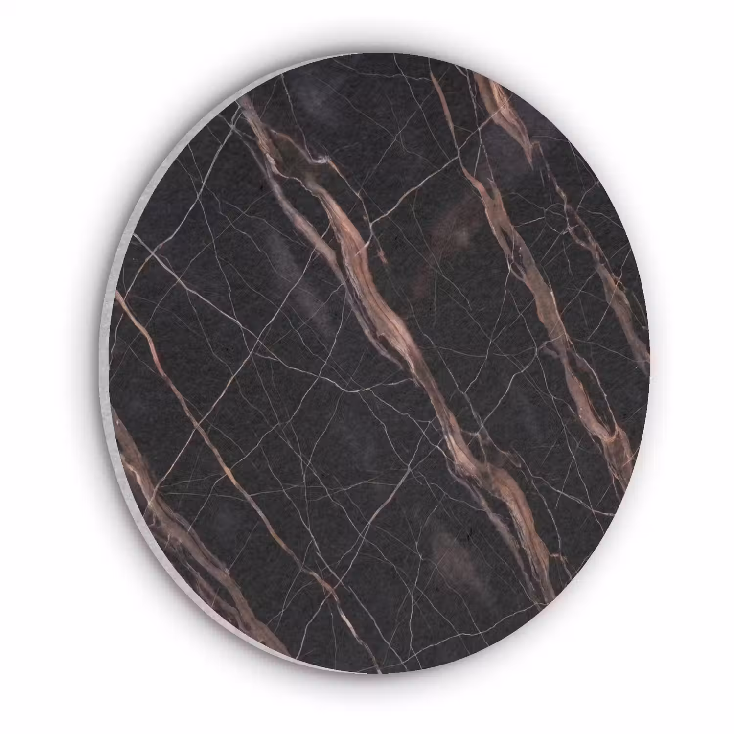Marmer - Goud - Patroon - Luxe - Zwart Akoestische PET Vilt - Rond klein -3d