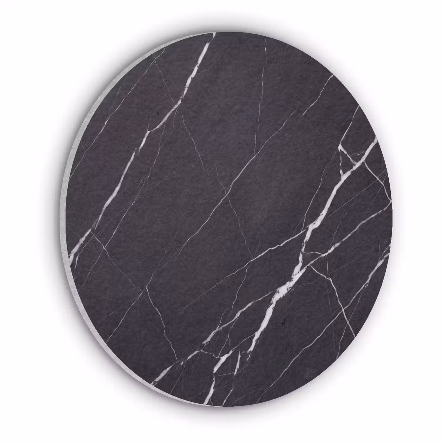 Marmer - Patroon - Abstract - Modern - Zwart Akoestische PET Vilt - Rond klein -3d