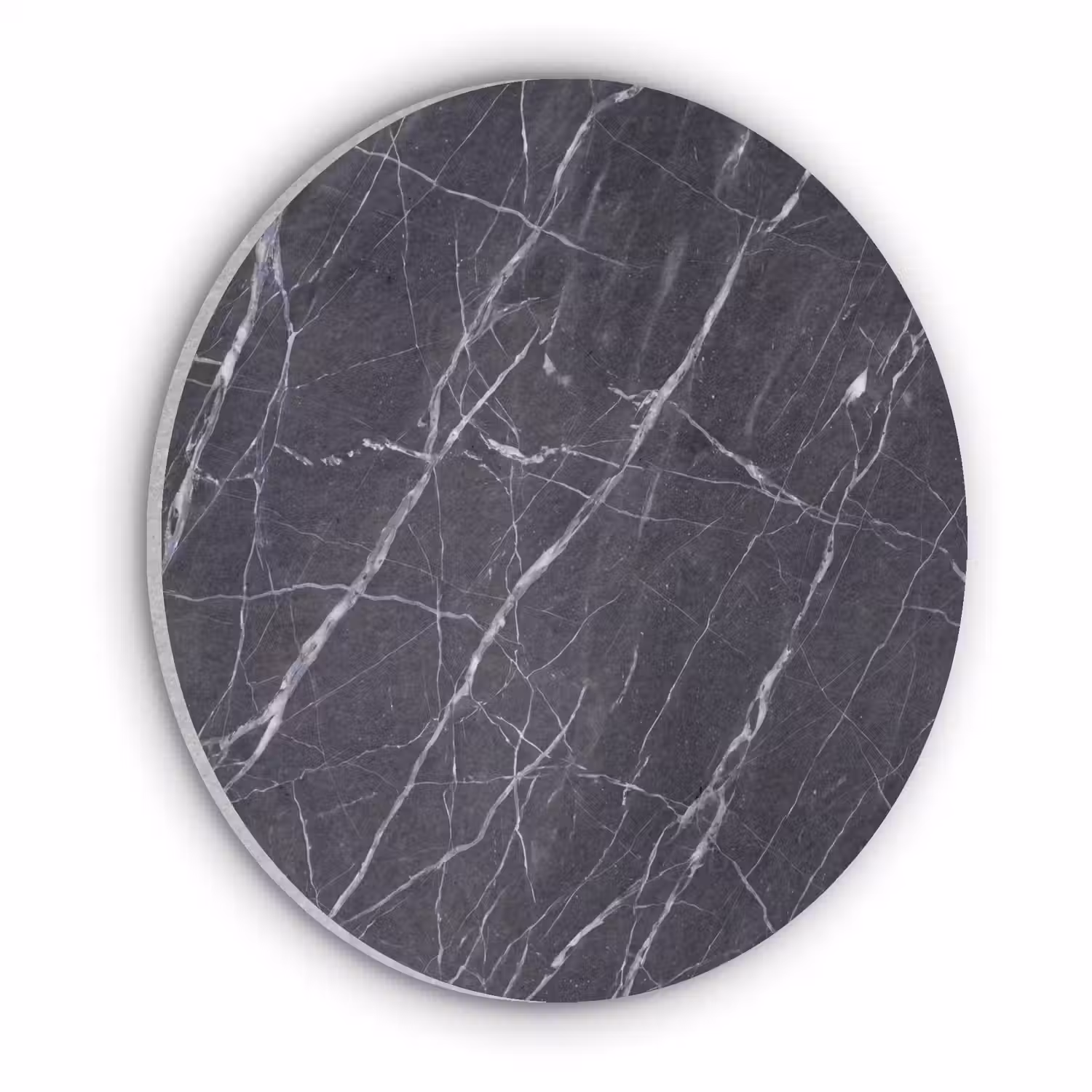 Marmer - Patroon - Modern - Zwart - Wit Akoestische PET Vilt - Rond klein -3d