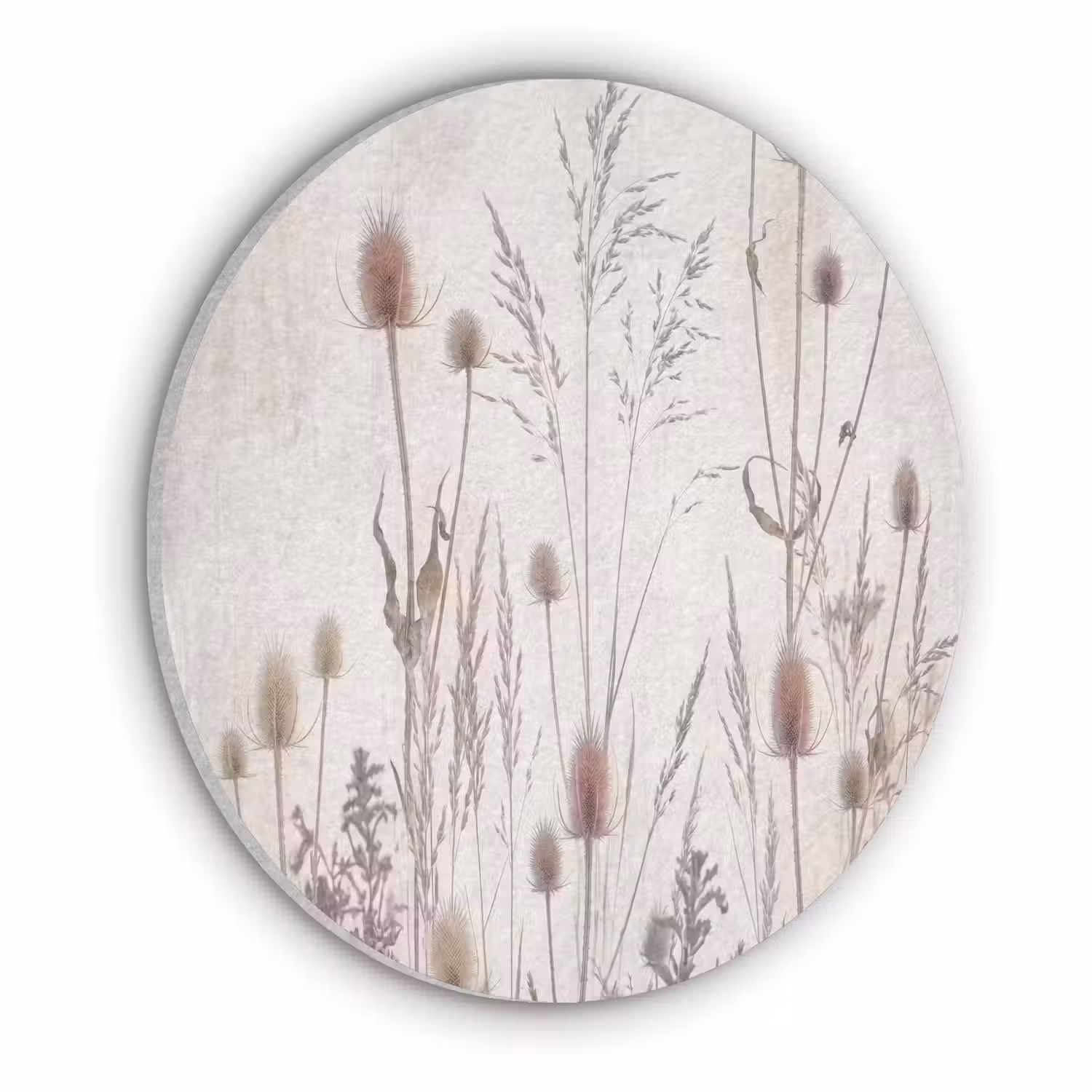 Weidebloemen - Design - Sepia Akoestische PET Vilt - Rond klein -3d