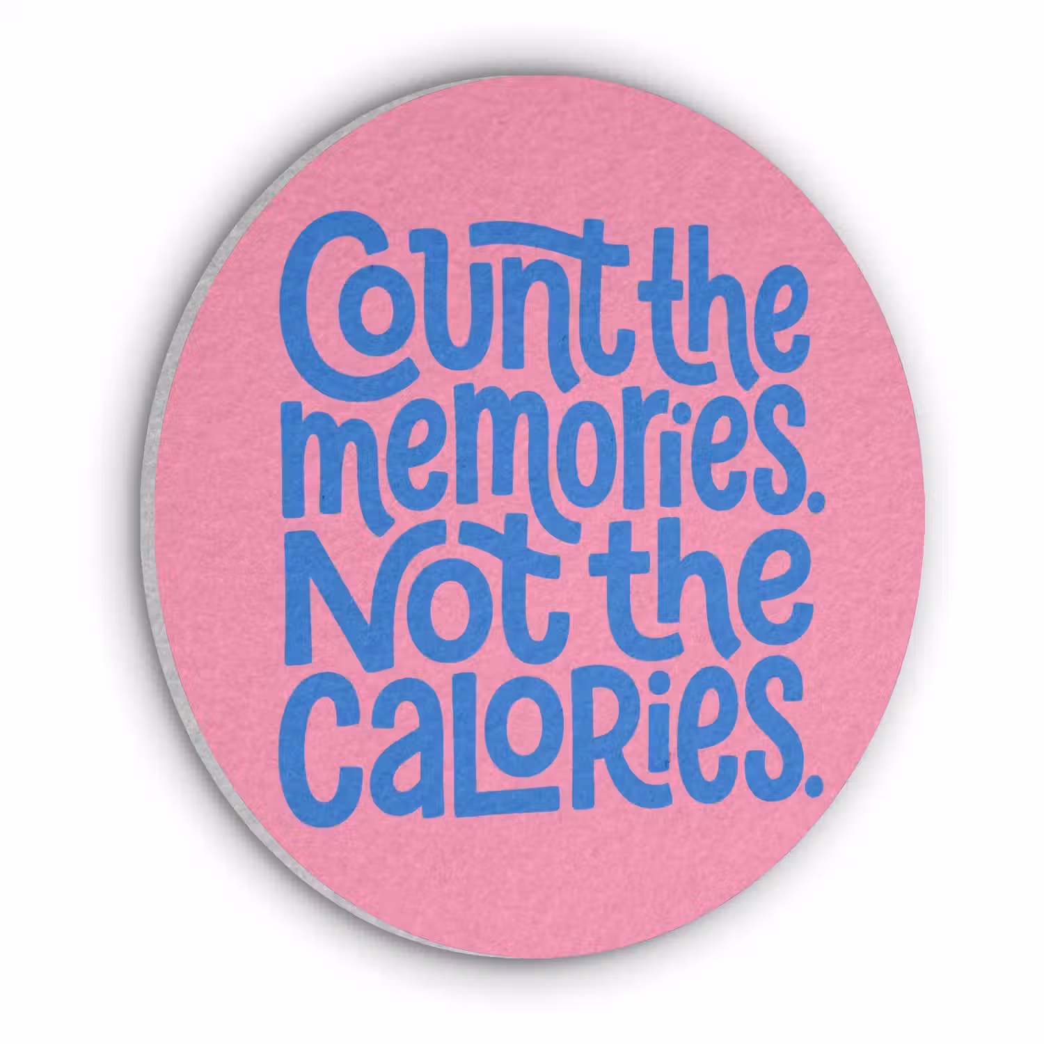 Memories - Roze - Blauw - Quote Akoestische PET Vilt - Rond klein -3d