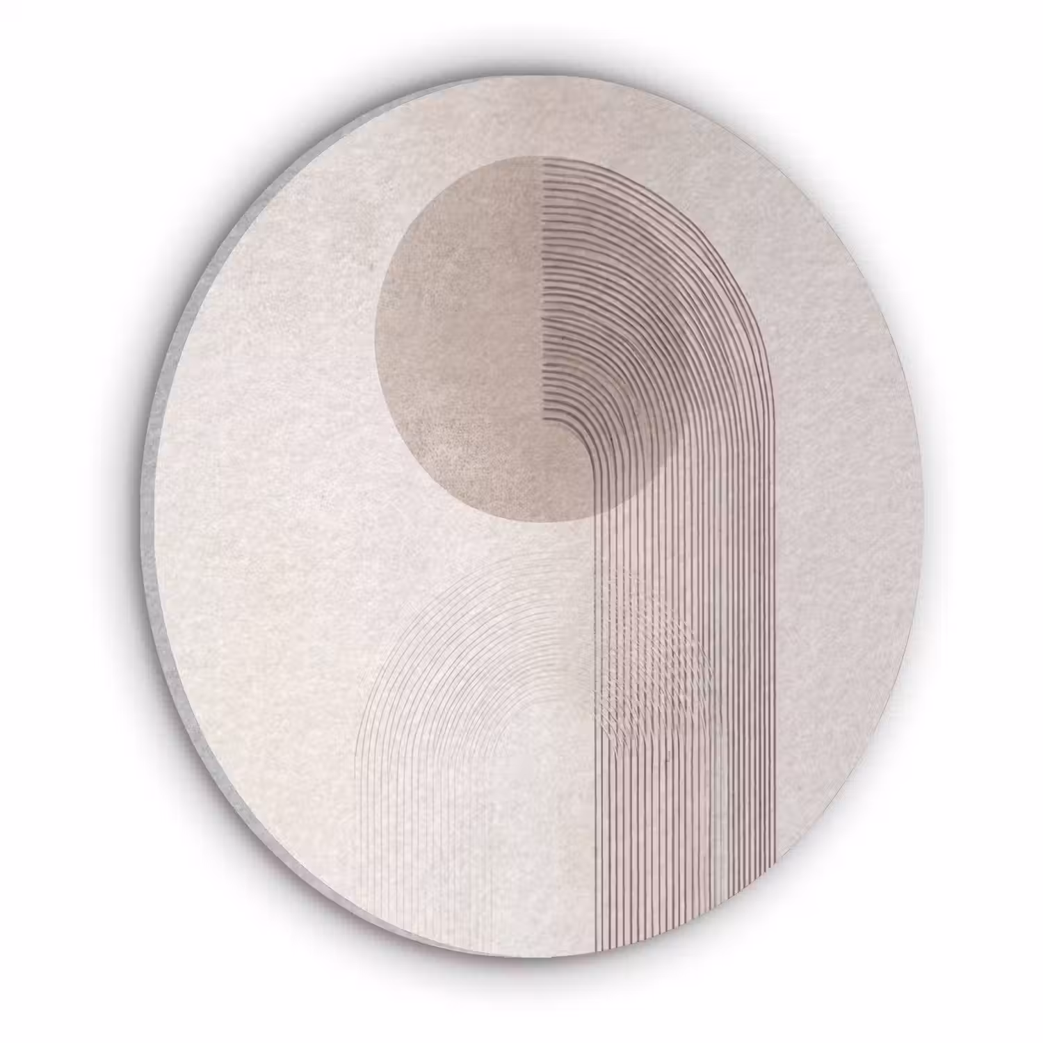 Minimalistisch - Cirkel - Lichtgrijs Akoestische PET Vilt - Rond klein -3d