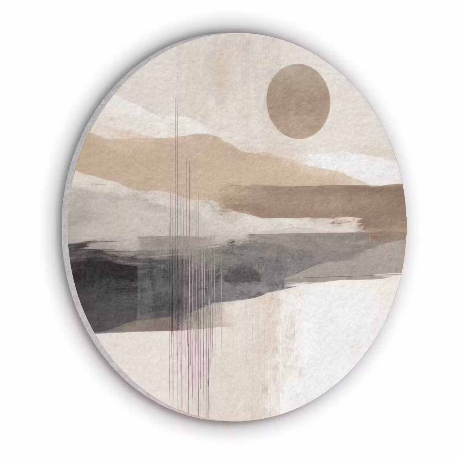 Minimalistisch - Landschap - Dimensie Akoestische PET Vilt - Rond klein -3d