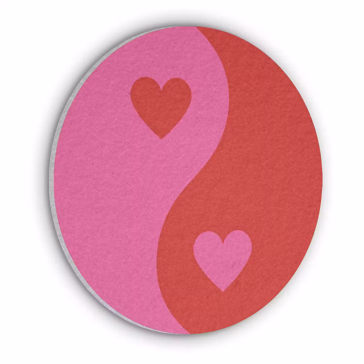 Minimalistisch - Rood - Roze - Hartjes Akoestische PET Vilt - Rond klein -3d