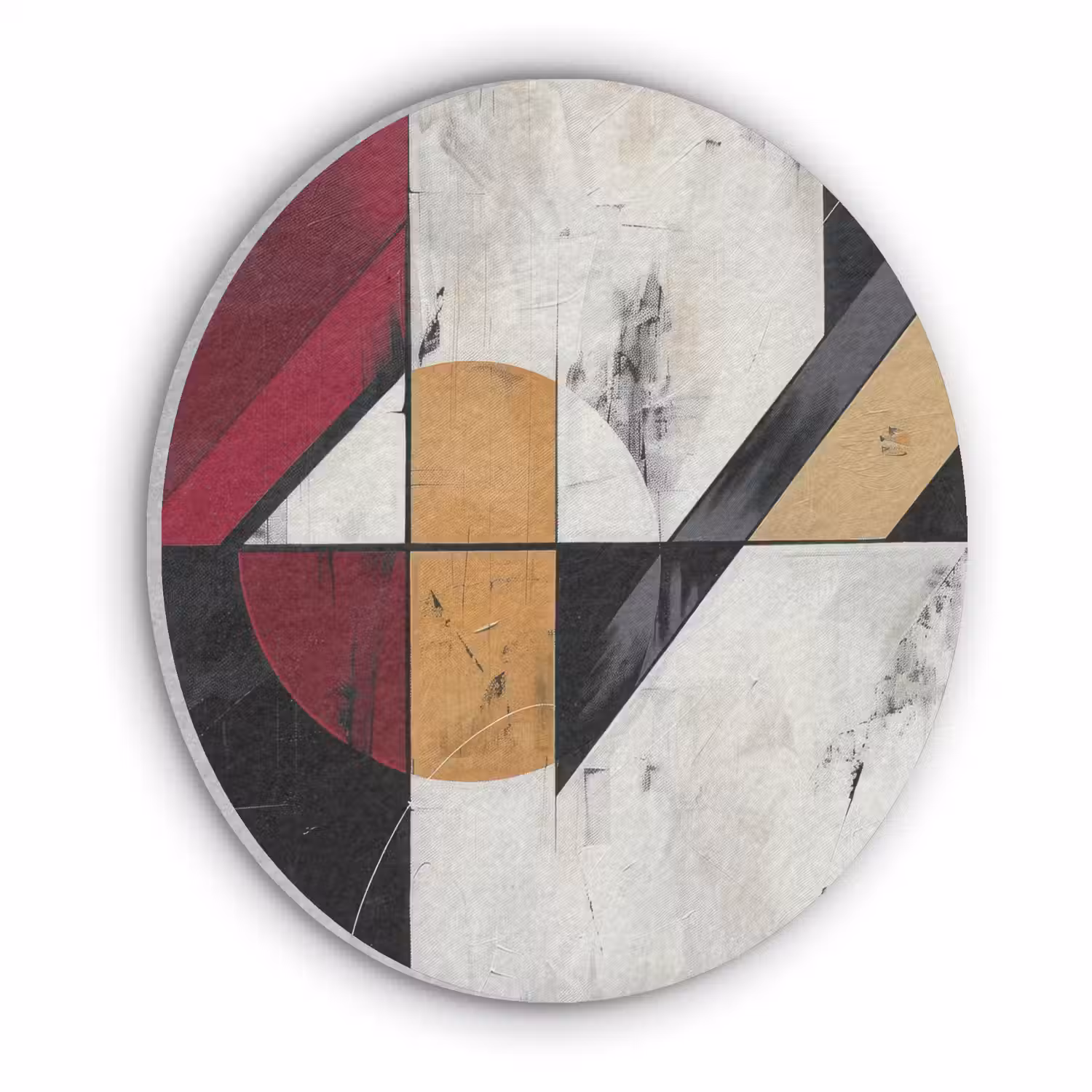 Modern - Abstract - Geometrisch - Rood - Industrieel Akoestische PET Vilt - Rond klein -3d
