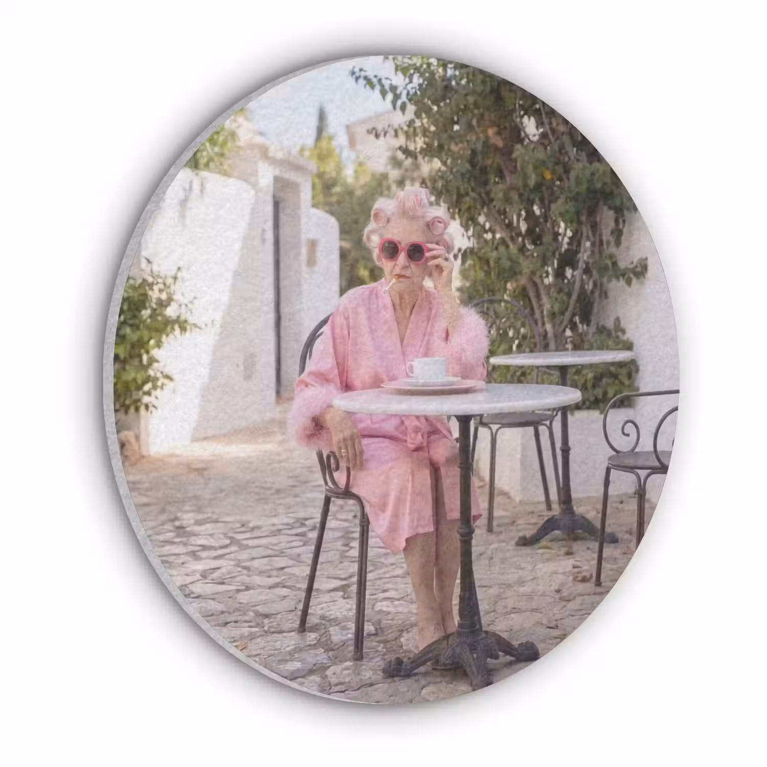 Ochtendjas - Krulspelden - Roze Akoestische PET Vilt - Rond klein -3d