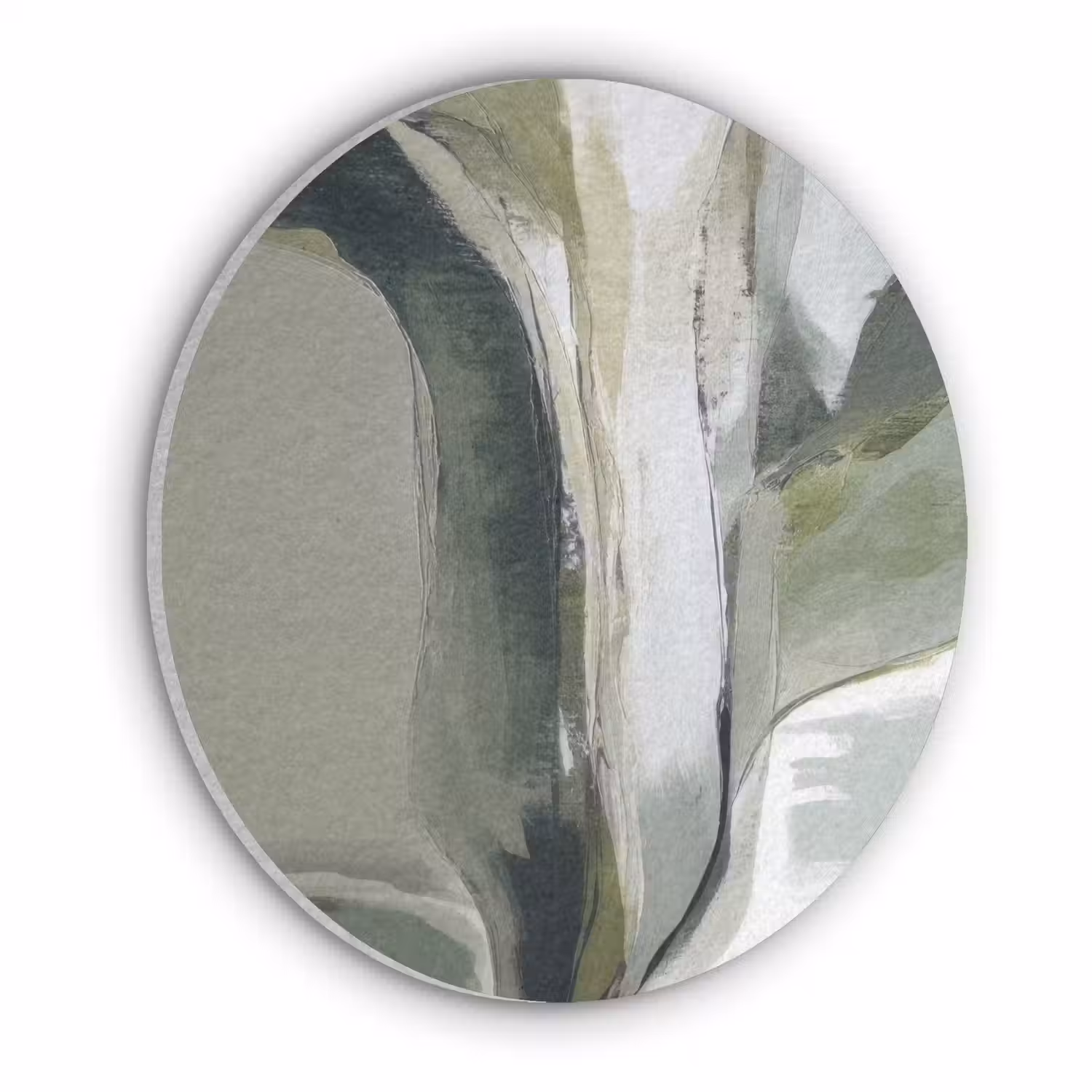 Natuur - Abstract - Groen - Penseelstreken Akoestische PET Vilt - Rond klein -3d