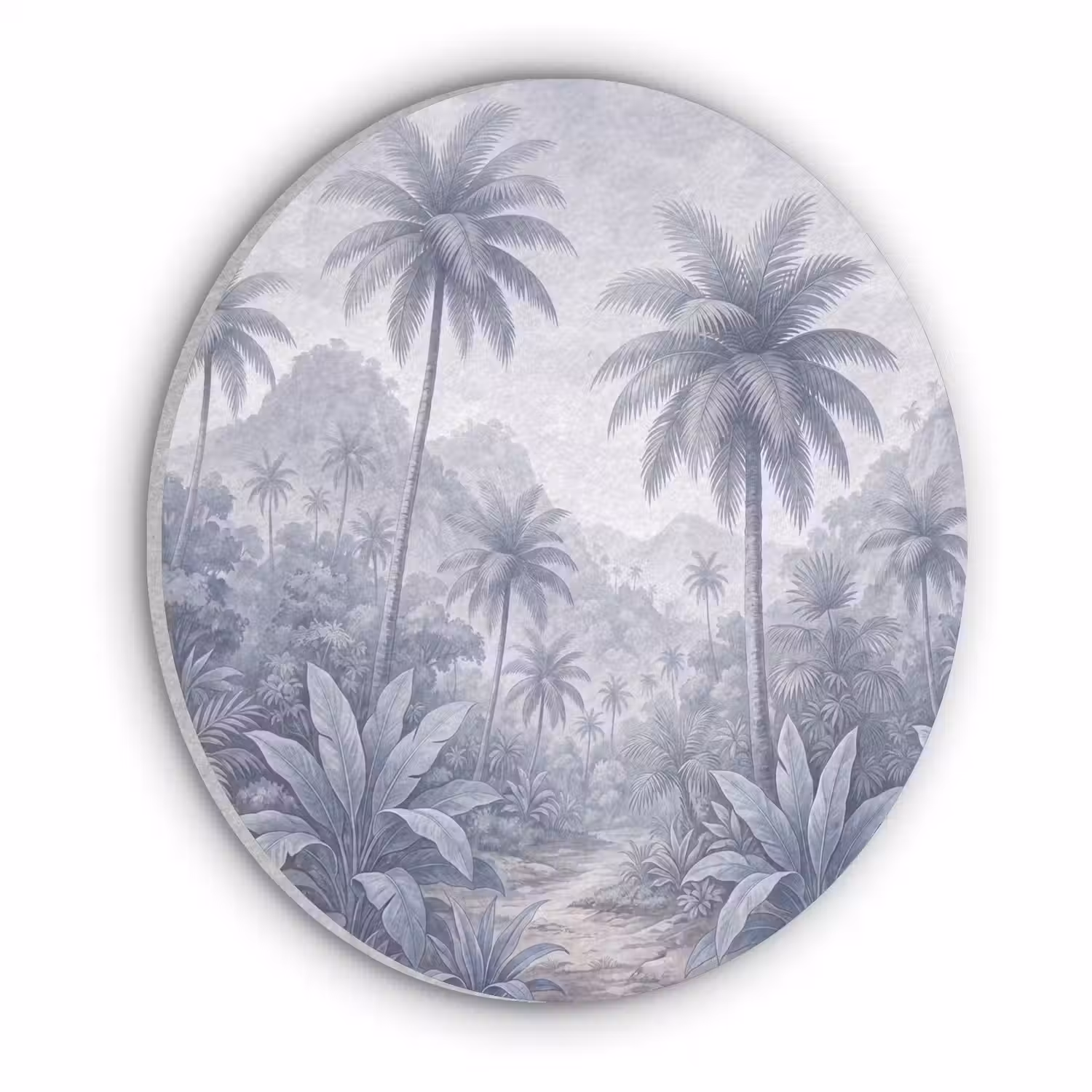 Natuur - Boom - Tropisch - Landschap - Blauw Akoestische PET Vilt - Rond klein -3d