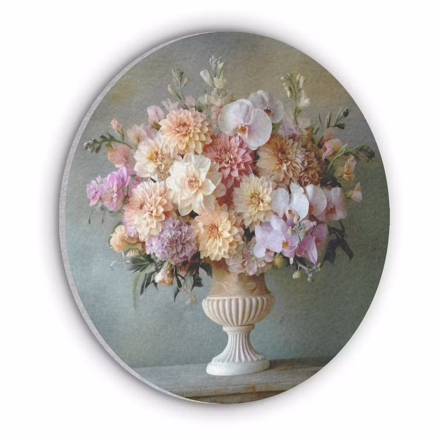 Orchidee - Boeket - Vaas - Bloemen Akoestische PET Vilt - Rond klein -3d