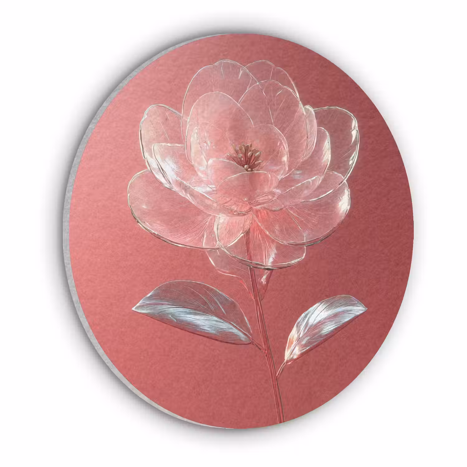 Sierlijk - Bloem - Roze - Glazen Akoestische PET Vilt - Rond klein -3d