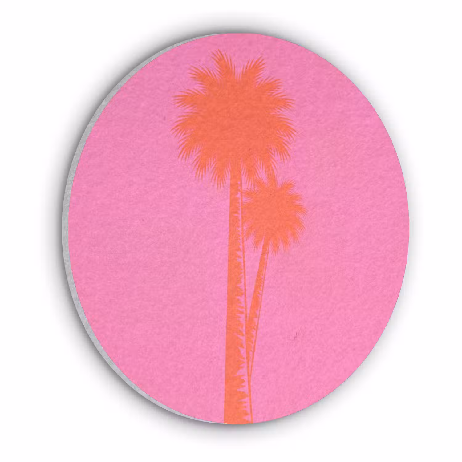 Palmbomen - Modern - Roze Akoestische PET Vilt - Rond klein -3d