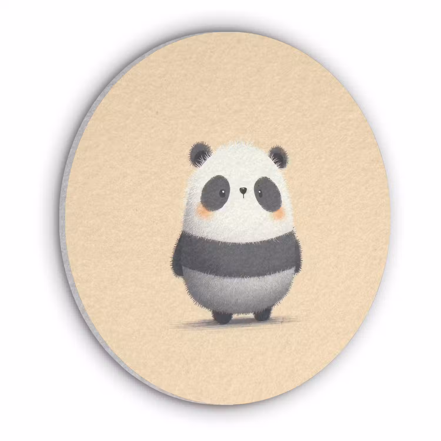 Panda - Beige - Minimalistisch Akoestische PET Vilt - Rond klein -3d
