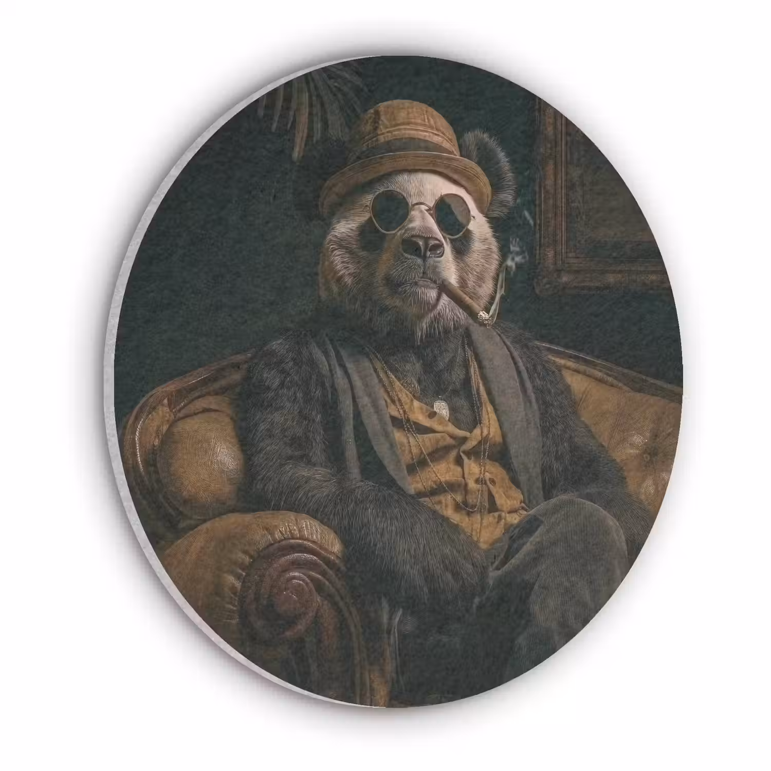 Panda - Hoed - Bril - Pak Akoestische PET Vilt - Rond klein -3d
