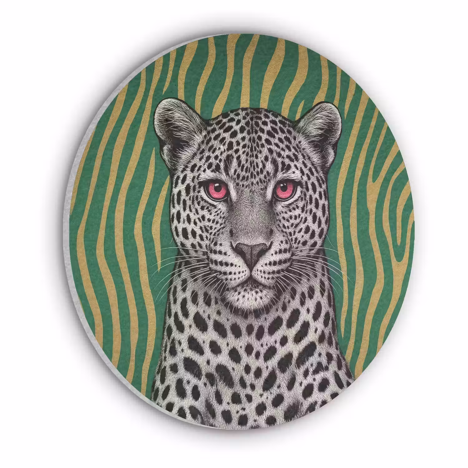 Panter - Zebrapatroon - Groen Akoestische PET Vilt - Rond klein -3d