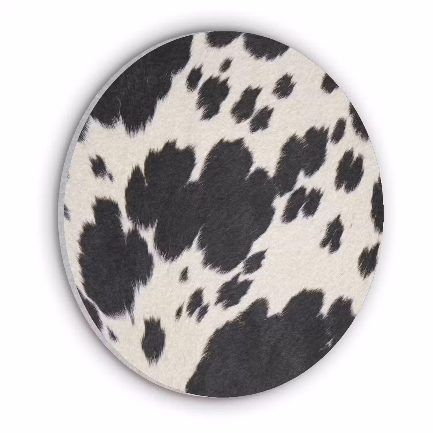Patroon - Vacht - Zwart - Wit Akoestische PET Vilt - Rond klein -3d
