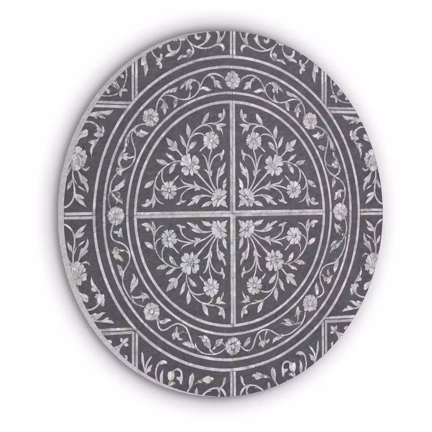 Patroon - Bloemmotief - Decoratie - Klassiek - Zwart Akoestische PET Vilt - Rond klein -3d