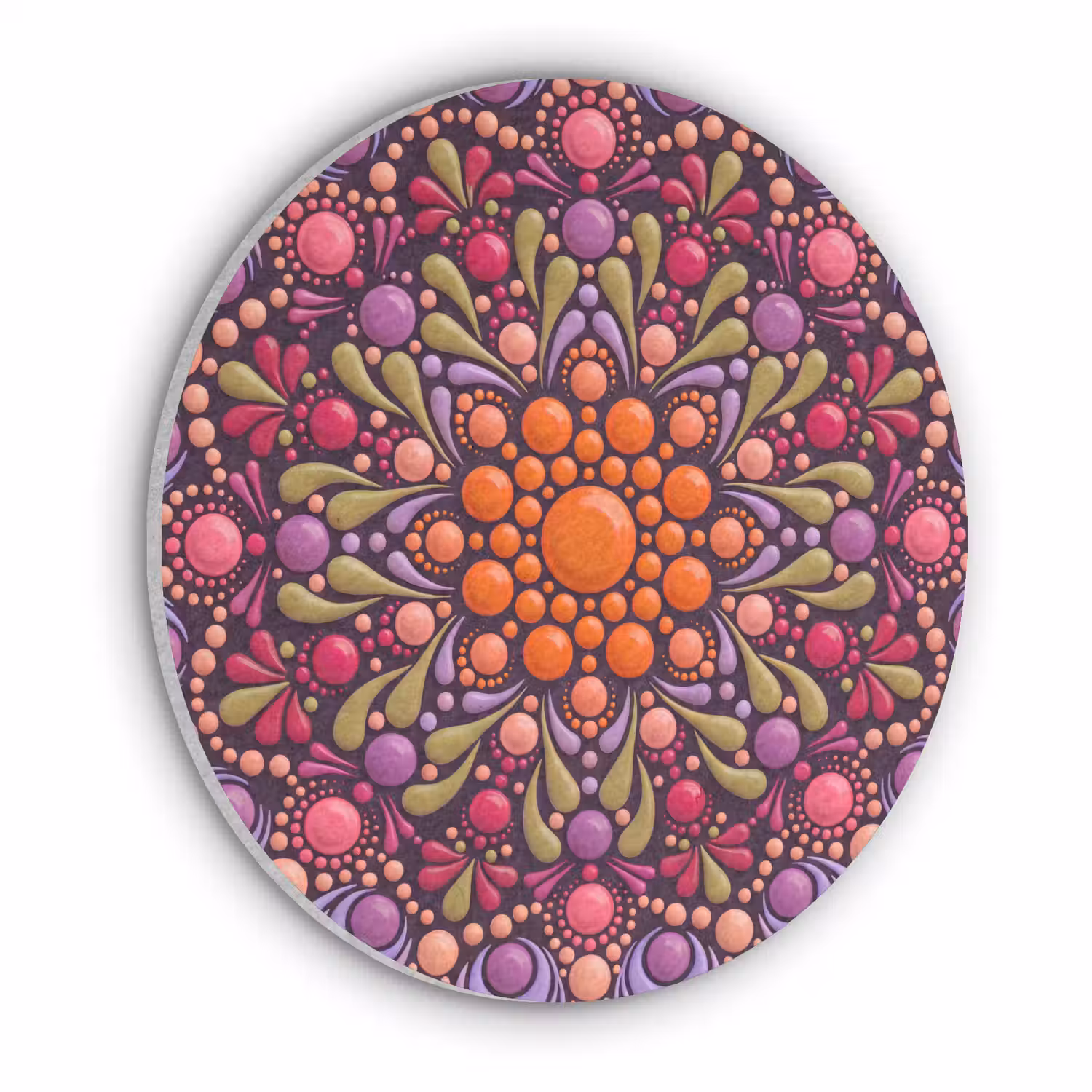 Patroon - Stippen - Abstract - Modern - Kleurrijk Akoestische PET Vilt - Rond klein -3d
