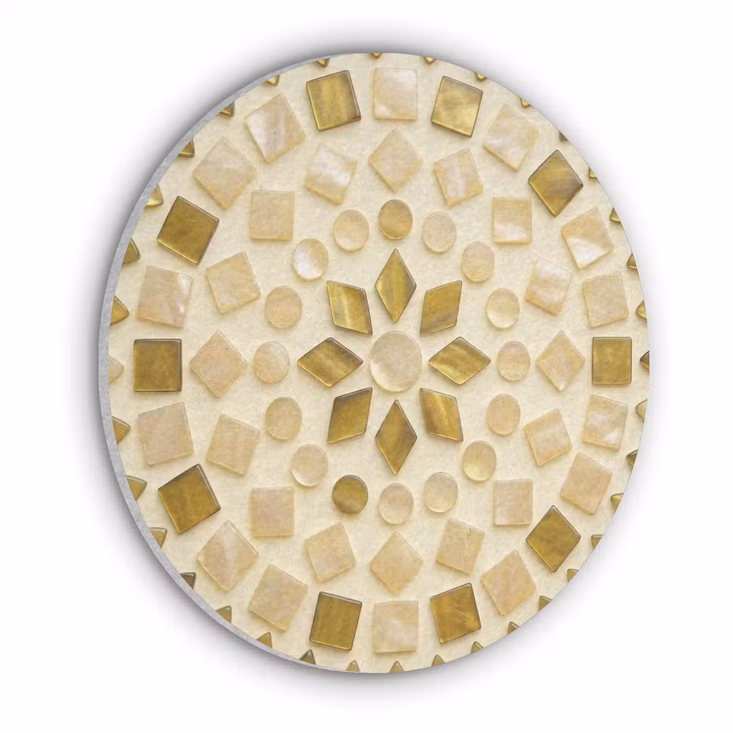 Patroon - Vormen - Mozaïek - Abstract - Goud Akoestische PET Vilt - Rond klein -3d