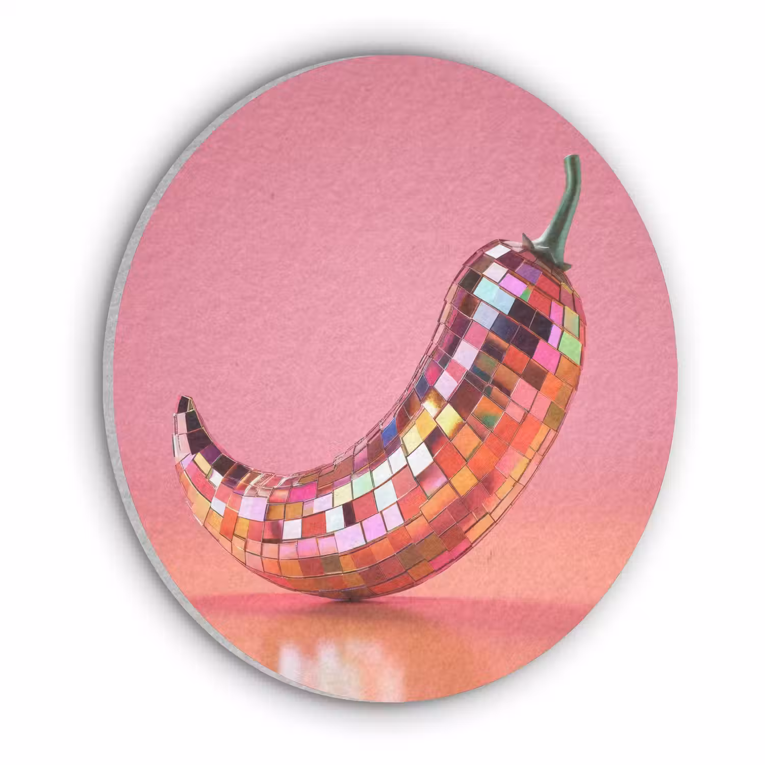 Peper - Disco - Rood - Glitter Akoestische PET Vilt - Rond klein -3d