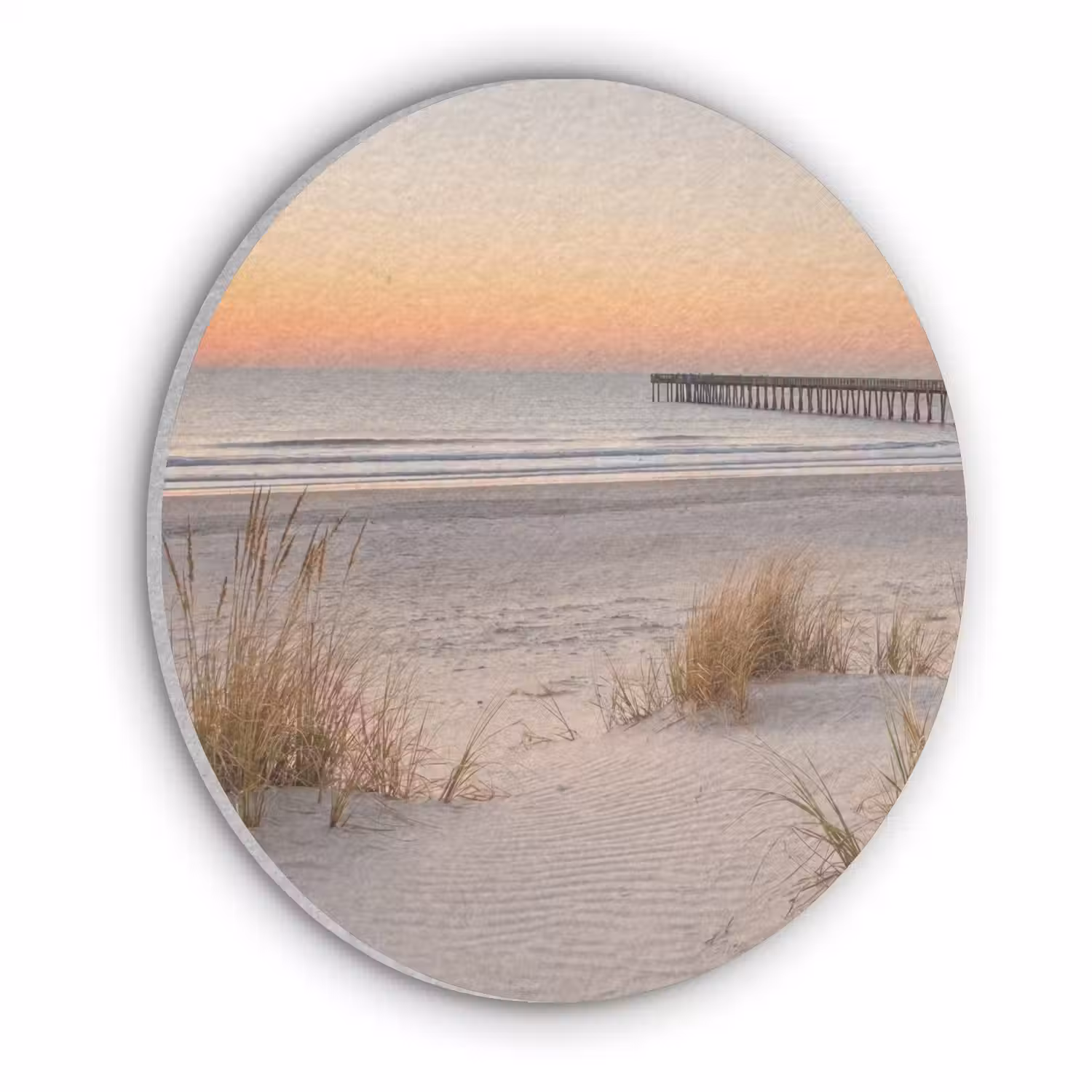 Pier - Zonsondergang - Strand Akoestische PET Vilt - Rond klein -3d