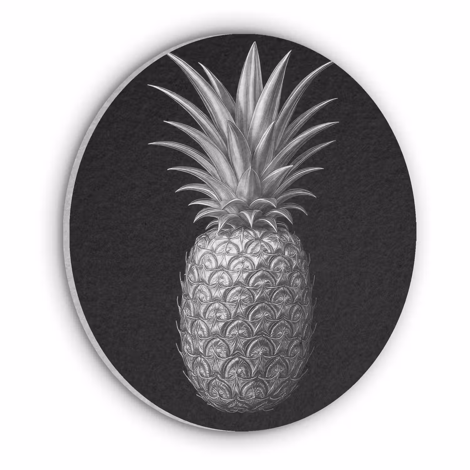 Ananas - Gedetailleerd - Bladeren Akoestische PET Vilt - Rond klein -3d