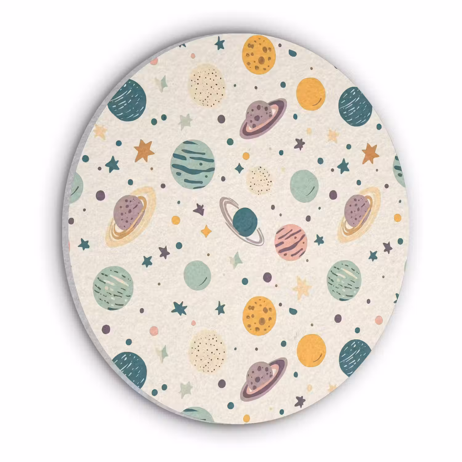 Planeten - Retro - Kleurrijk Akoestische PET Vilt - Rond klein 838 -3d