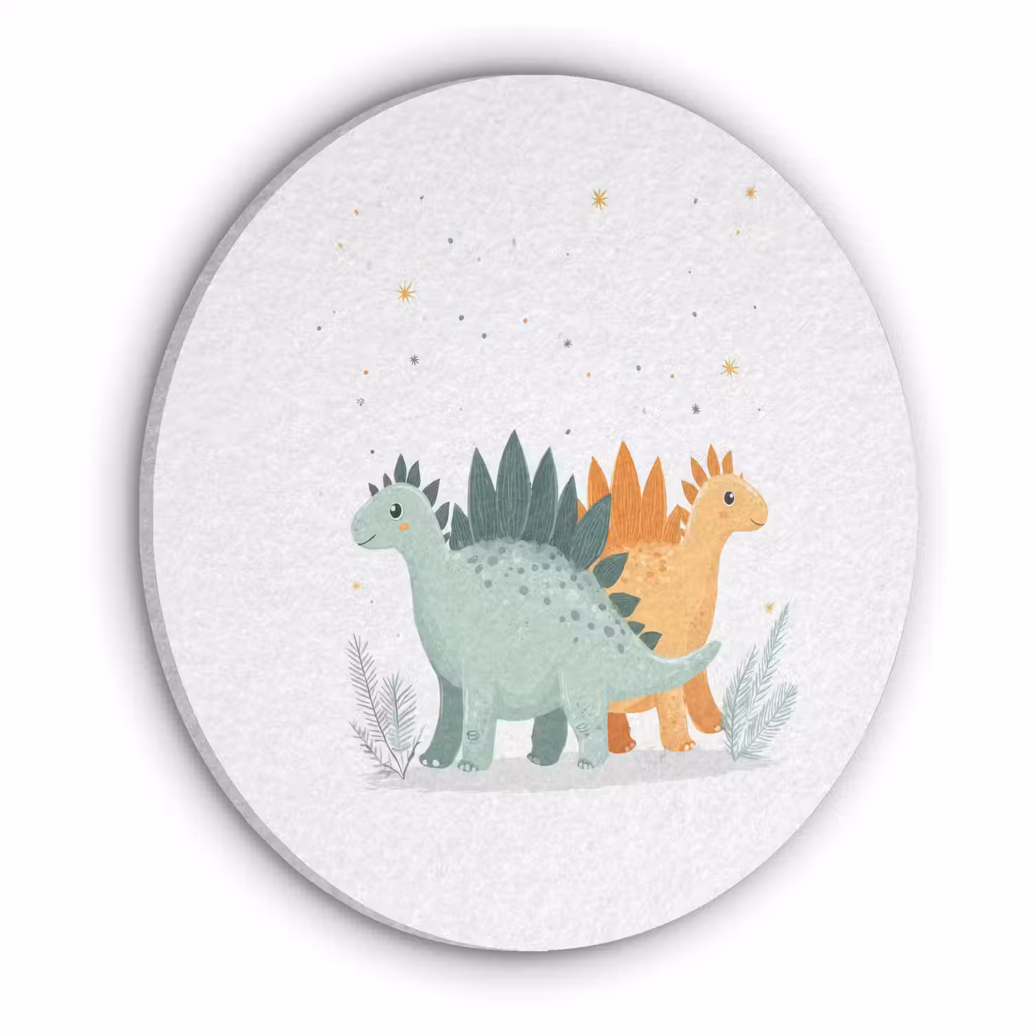 Planten - Sterren - Dinosaurussen - Oranje Akoestische PET Vilt - Rond klein -3d