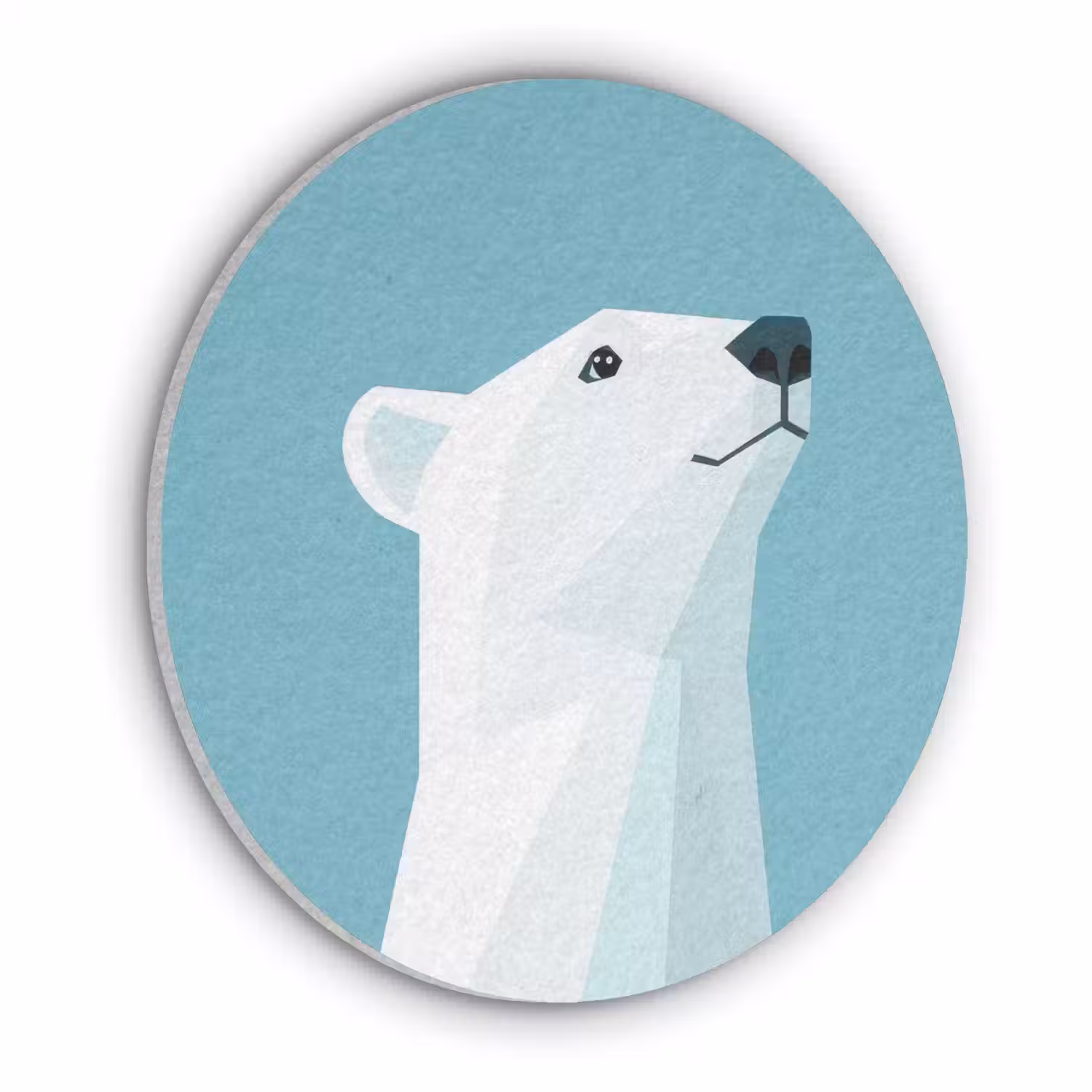 Ijsbeer - Lichtblauw - Minimalistisch Akoestische PET Vilt - Rond klein -3d