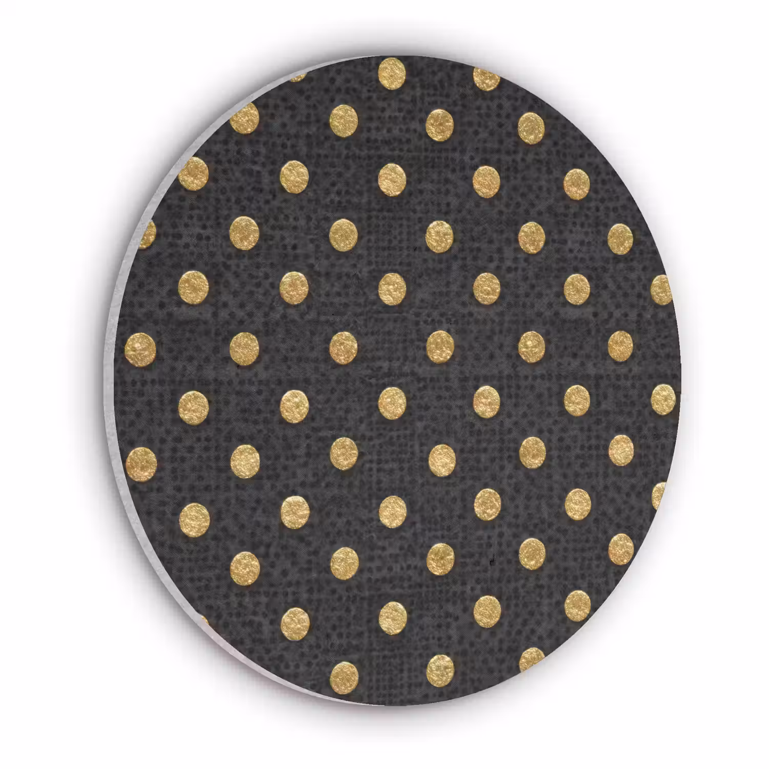 Polka Dot - Stippen - Goud - Zwart Akoestische PET Vilt - Rond klein 838 -3d